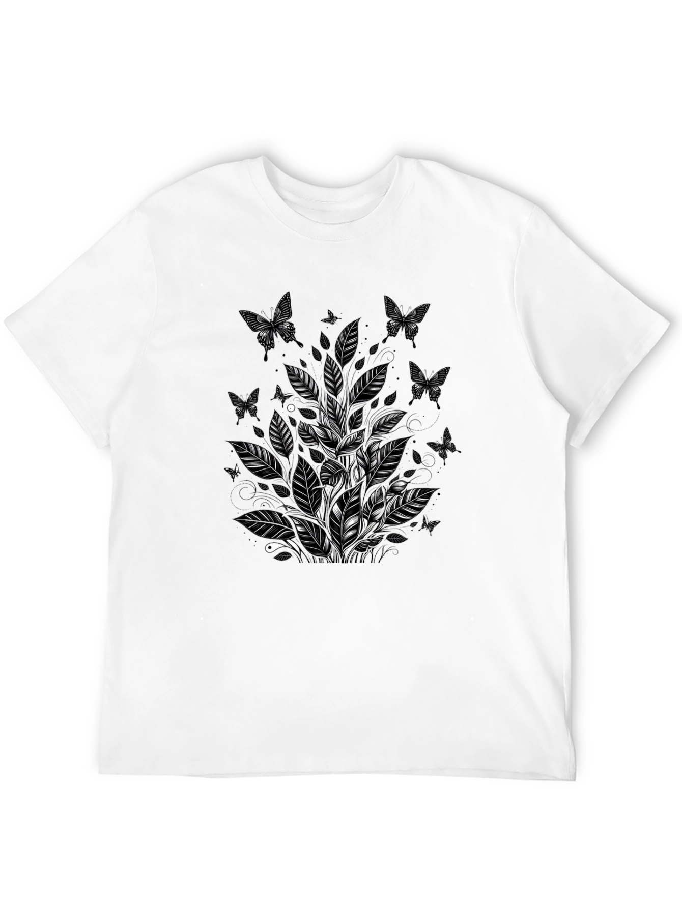 Black Butterfly Botanical Graphic Tee - Black Cotton Blend view 12