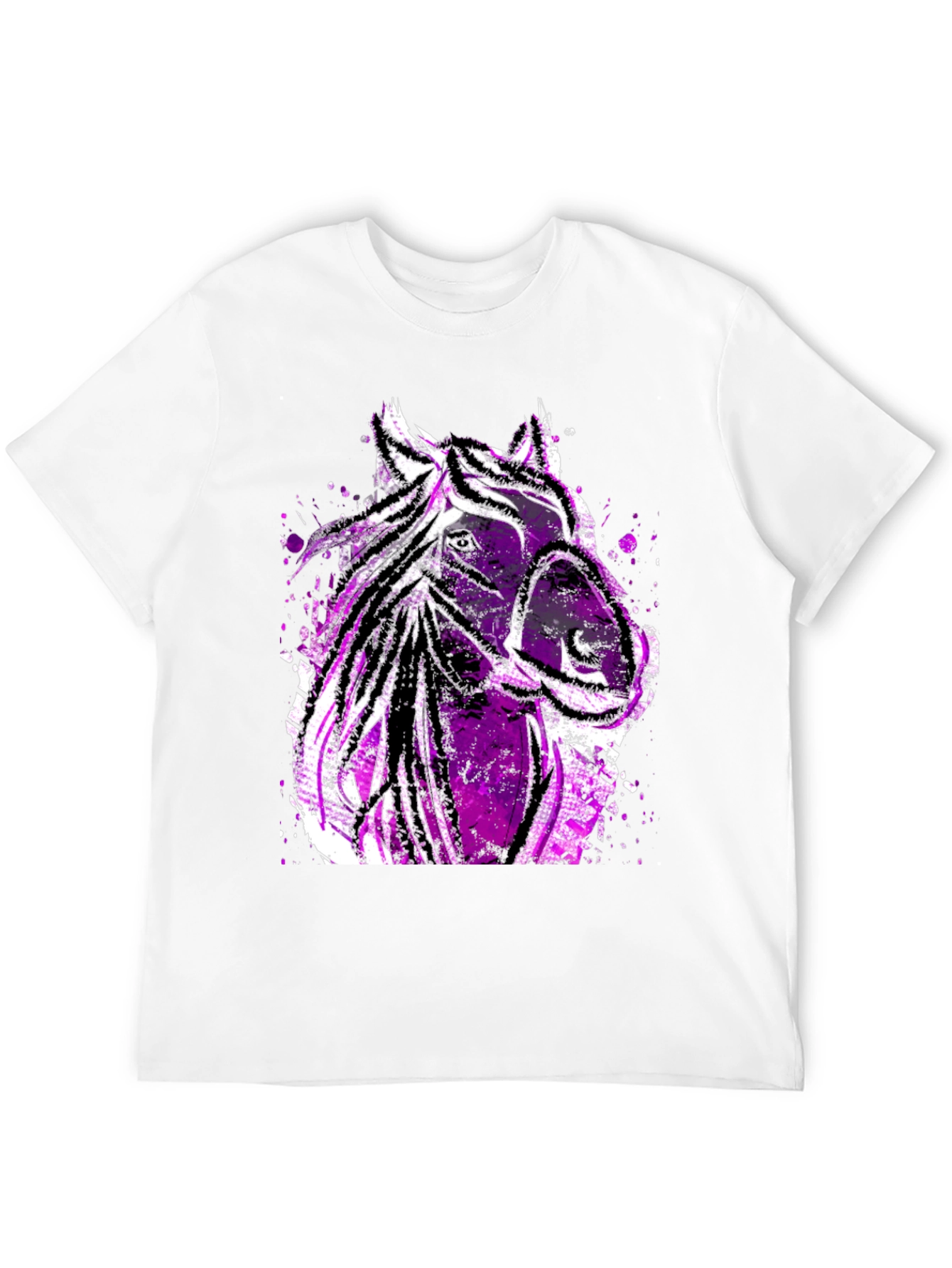 Black Abstract Horse Graphic Men's Tee - Black view 12