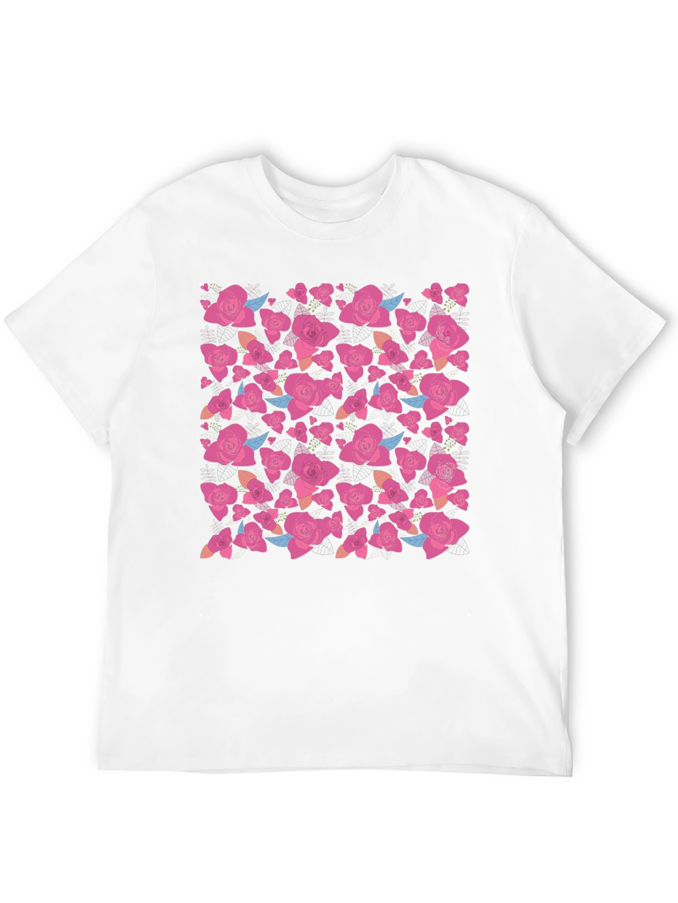 Black Floral Rose Print Black T-Shirt view 12