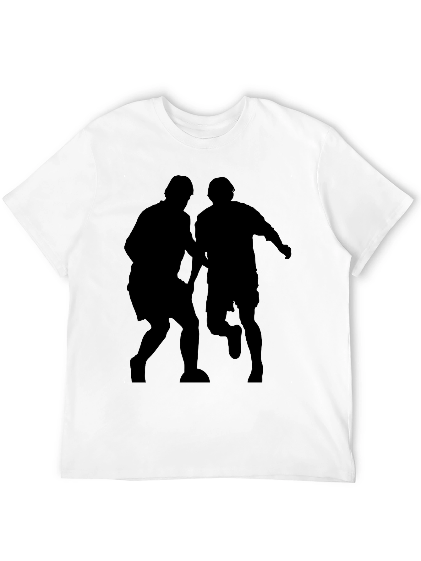 Men's Black Graphic Tee - Soccer Players Silhouette - 12
