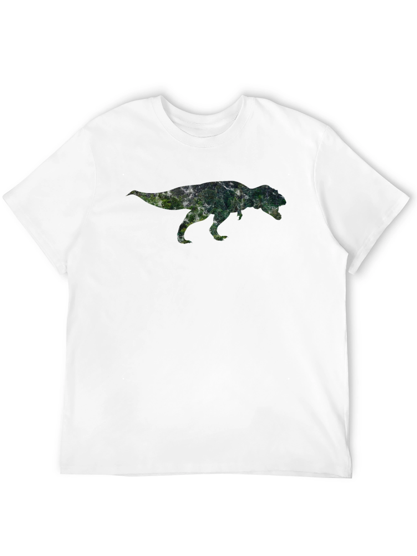 Black Dinosaur Forest Print Black T-Shirt view 12