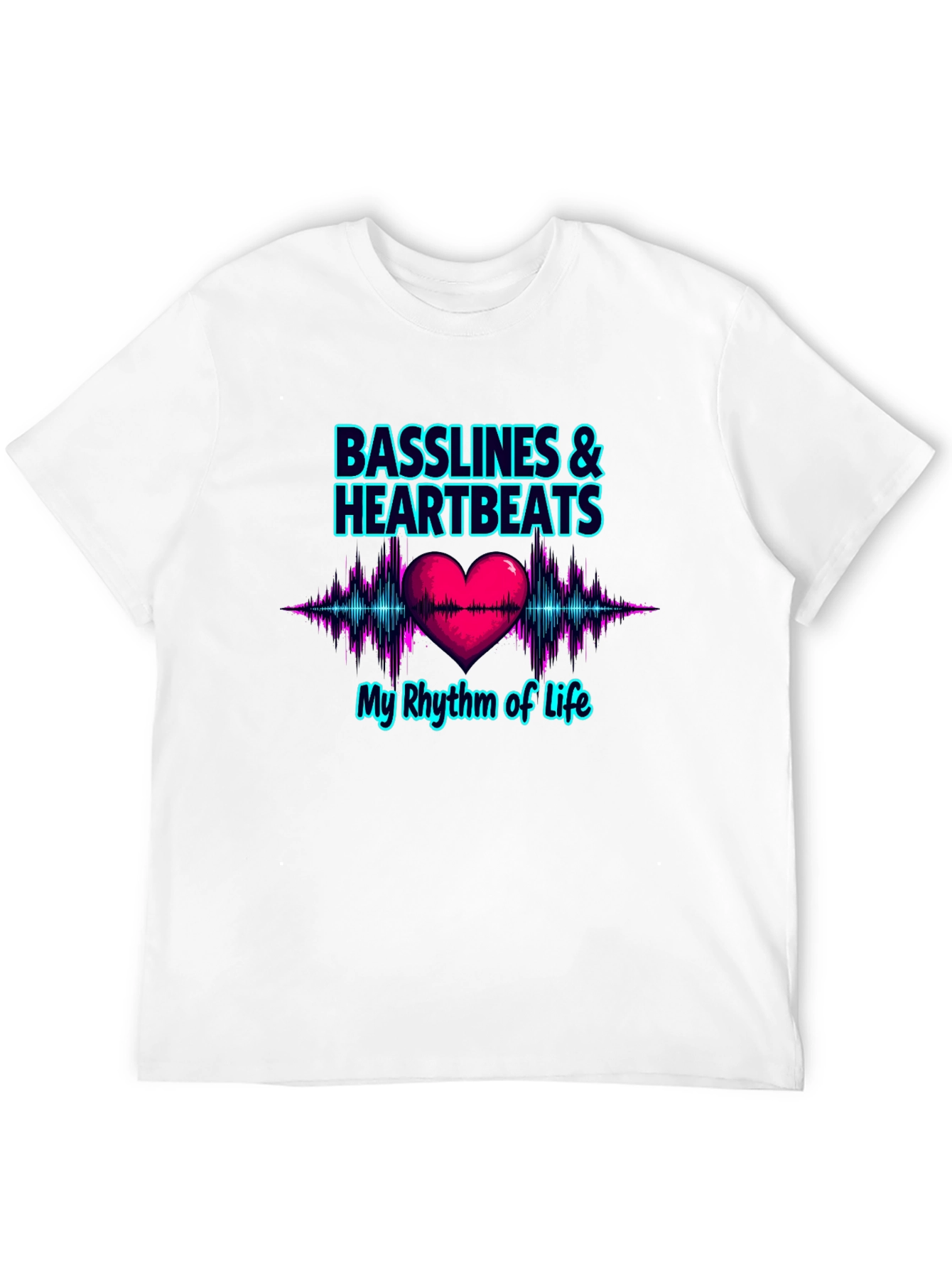Black Basslines & Heartbeats Graphic T-Shirt view 12