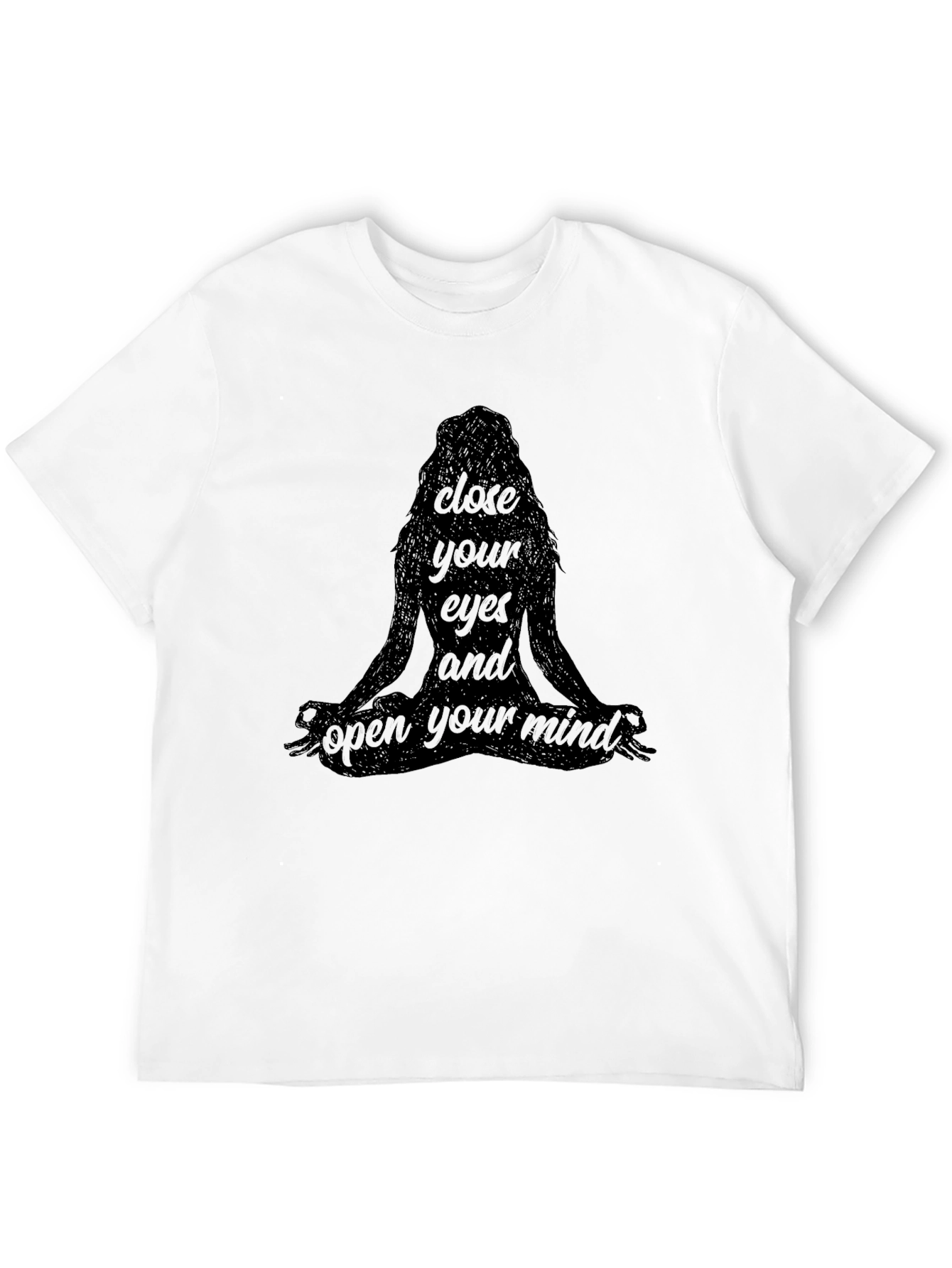 Black Meditate T-Shirt - Close Your Eyes and Open Your Mind view 12