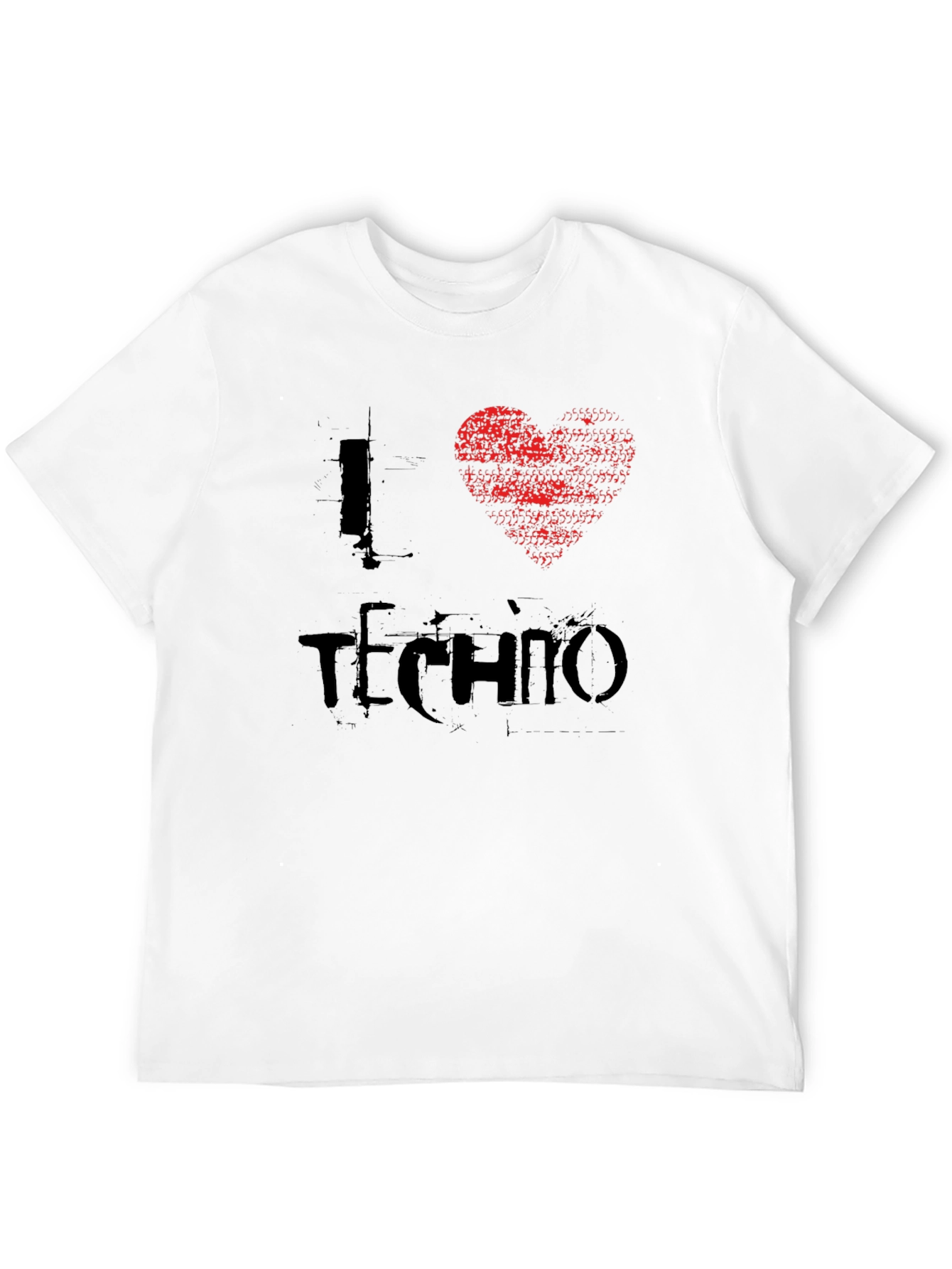Black I Heart Techno T-Shirt - Distressed Graphic Tee view 12