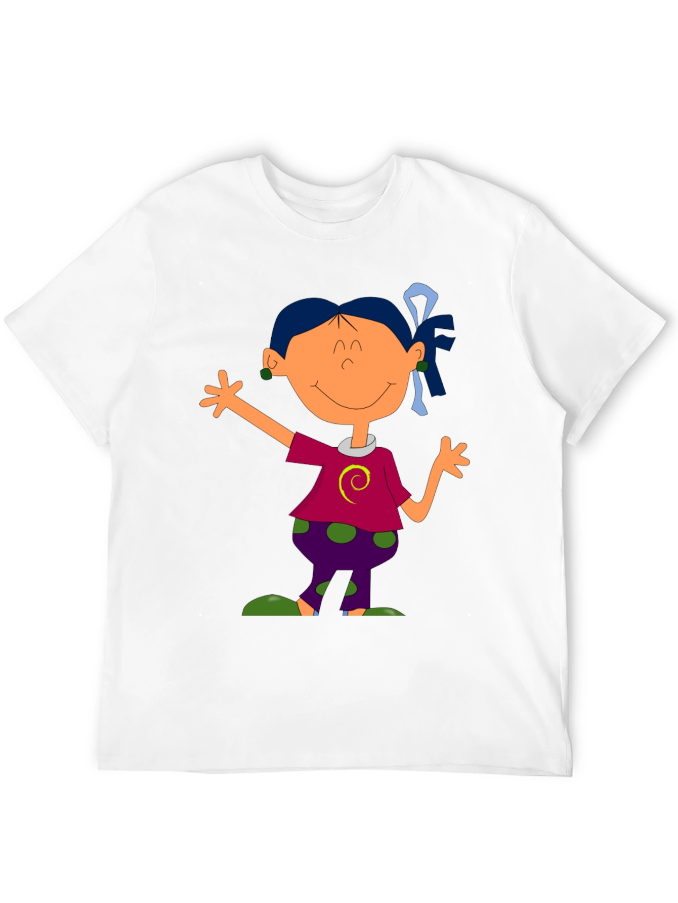 Black Cartoon Girl Graphic Tee - Black T-Shirt view 12