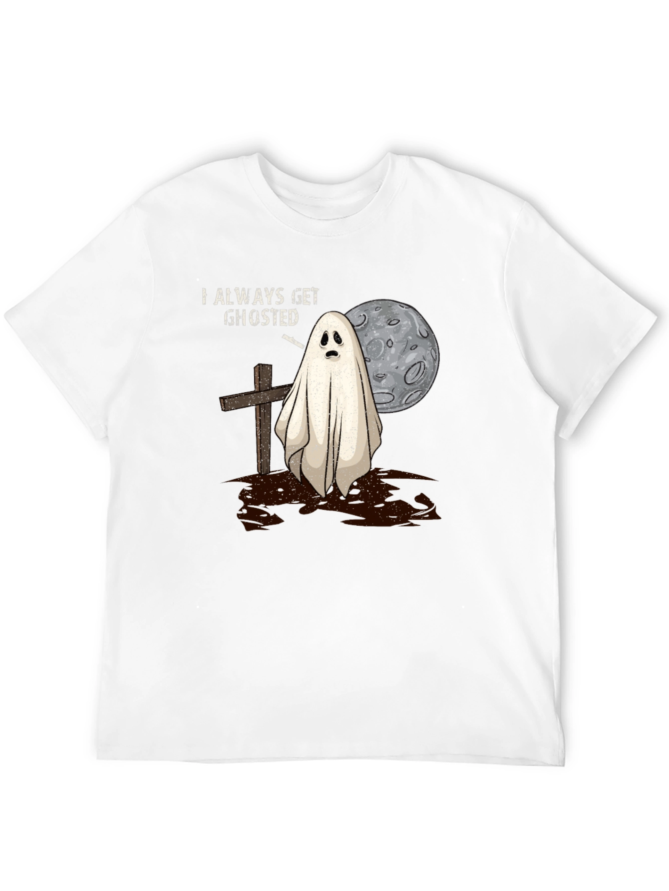 Black Always Get Ghosted Tee - Halloween Humor T-Shirt view 12