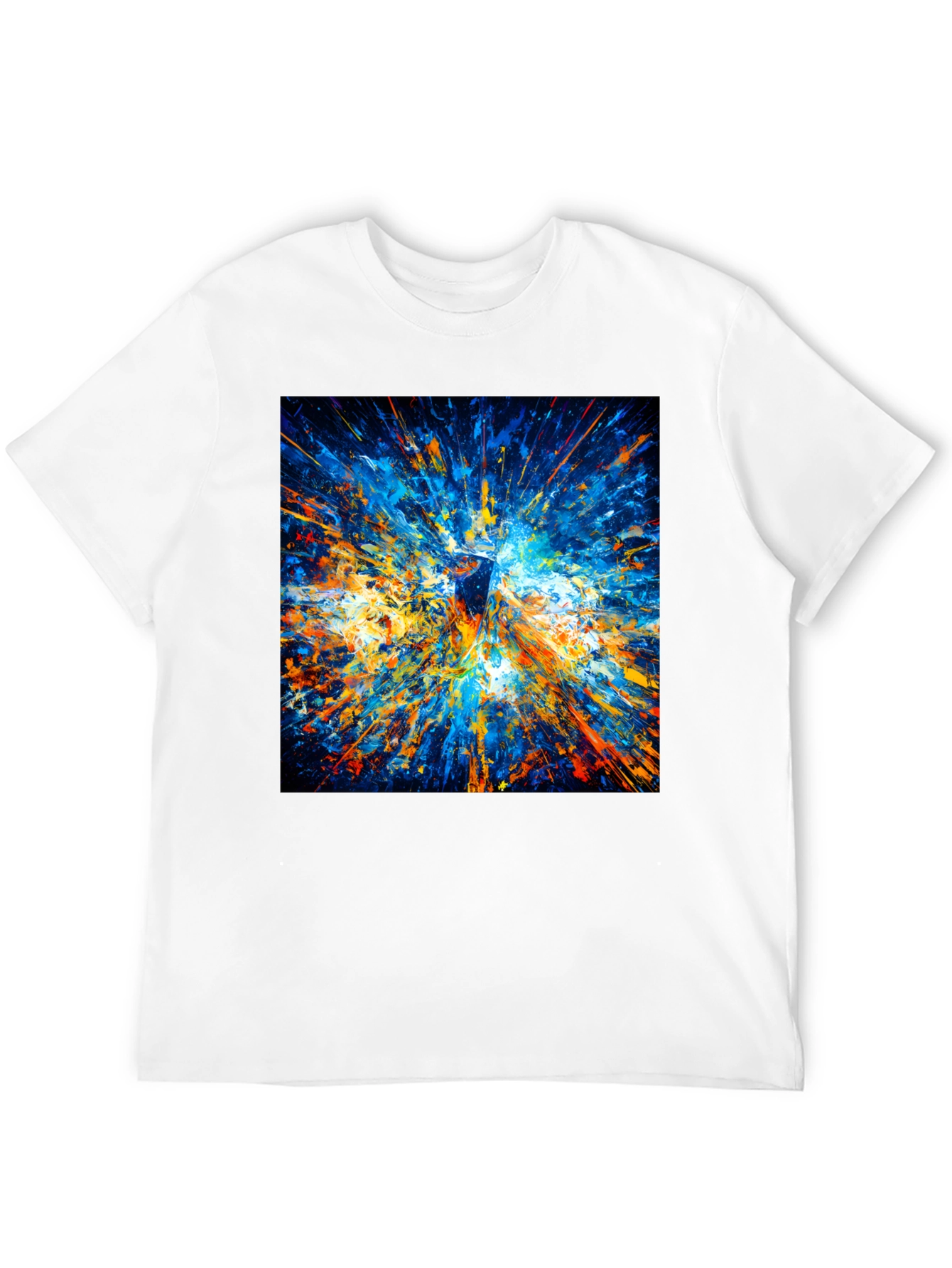 Black Abstract Explosion Art Men's Black T-Shirt view 12