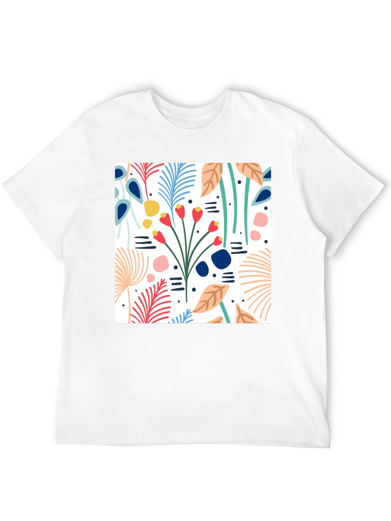 Black Floral Pattern Black T-Shirt view 12