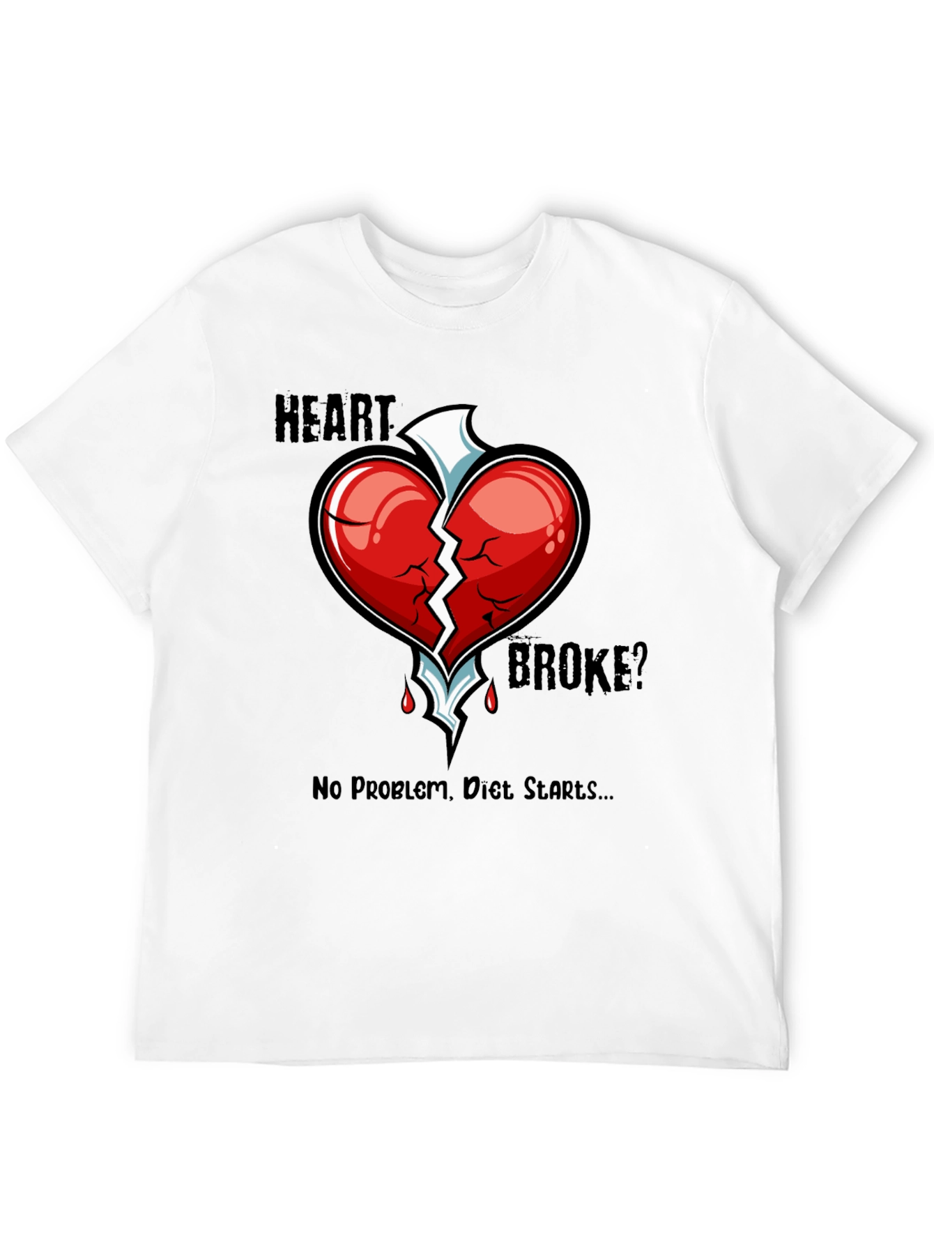 Black Heart Broke? Diet Starts T-Shirt - Funny Graphic Tee view 12