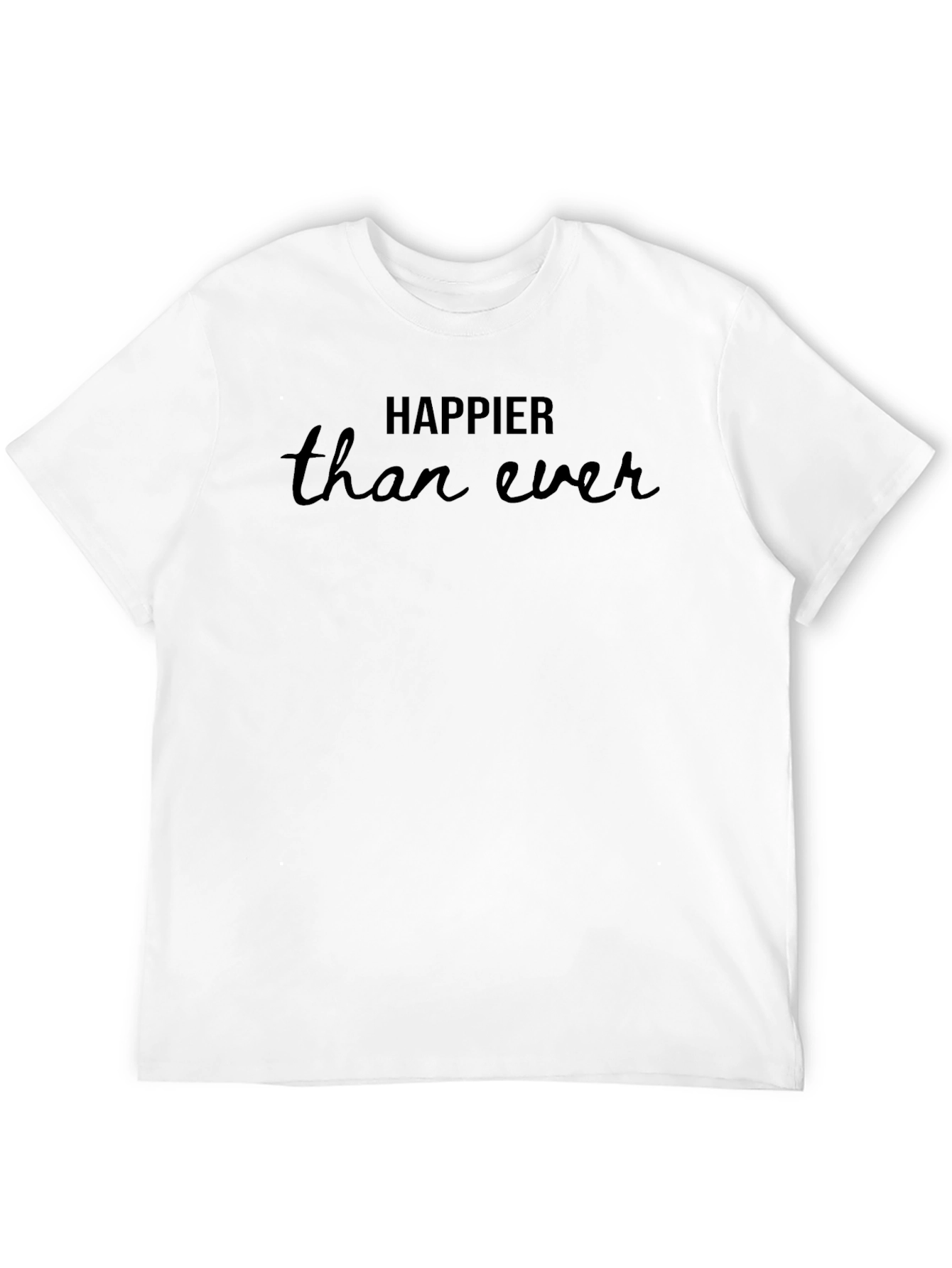 Black Happier Than Ever Graphic Tee - Soft Cotton T-Shirt view 12