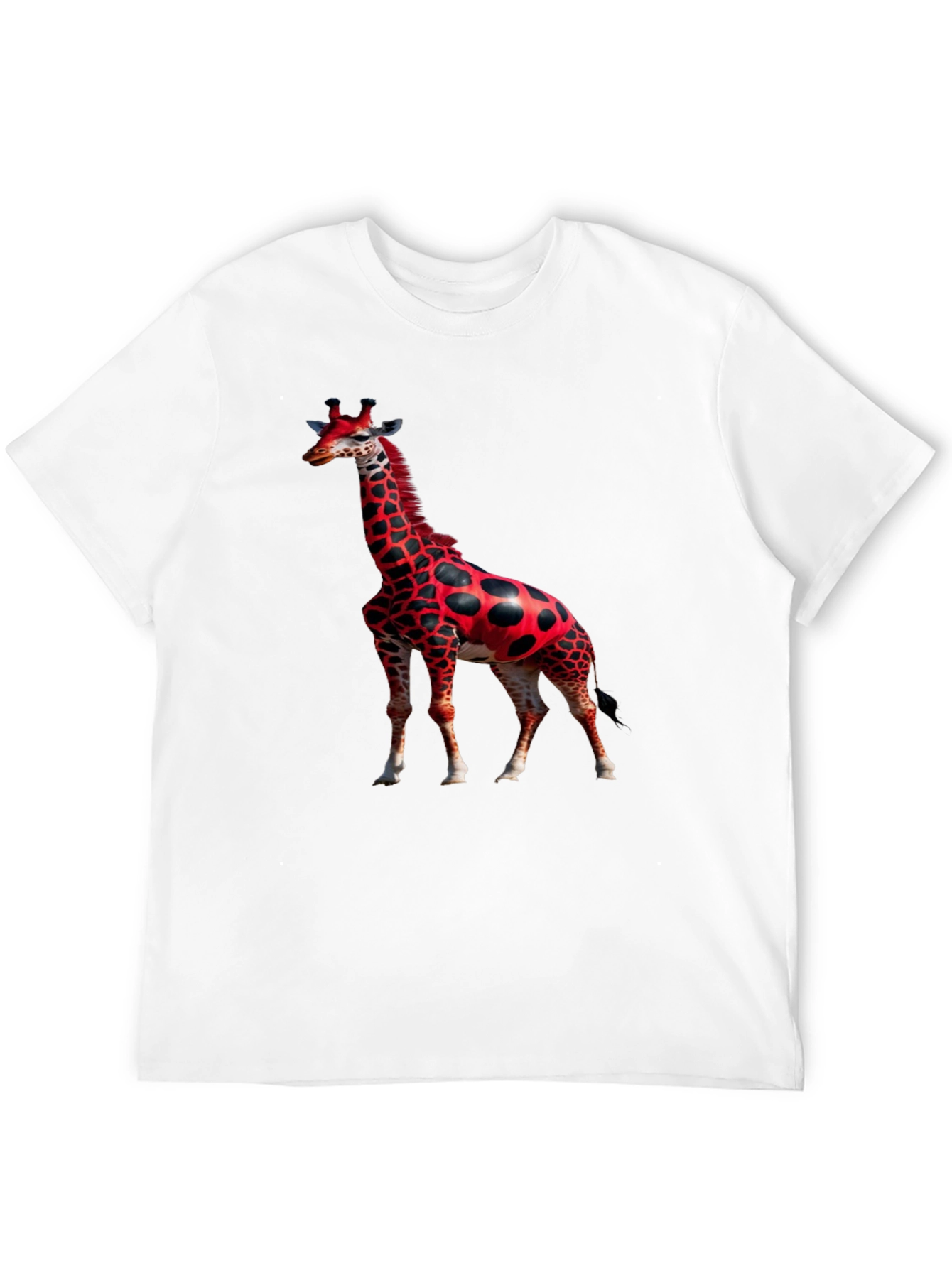 Black Red Giraffe Print Black T-Shirt view 12