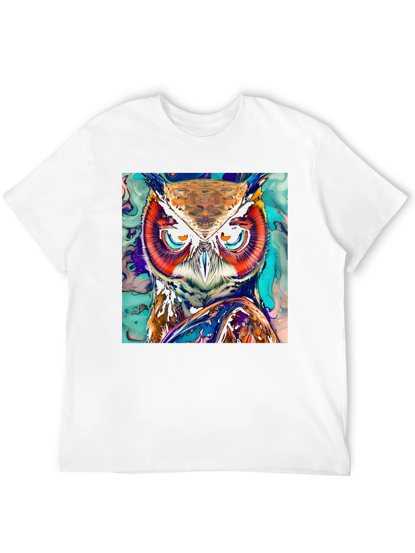 Black Artistic Owl Graphic Print T-Shirt view 12