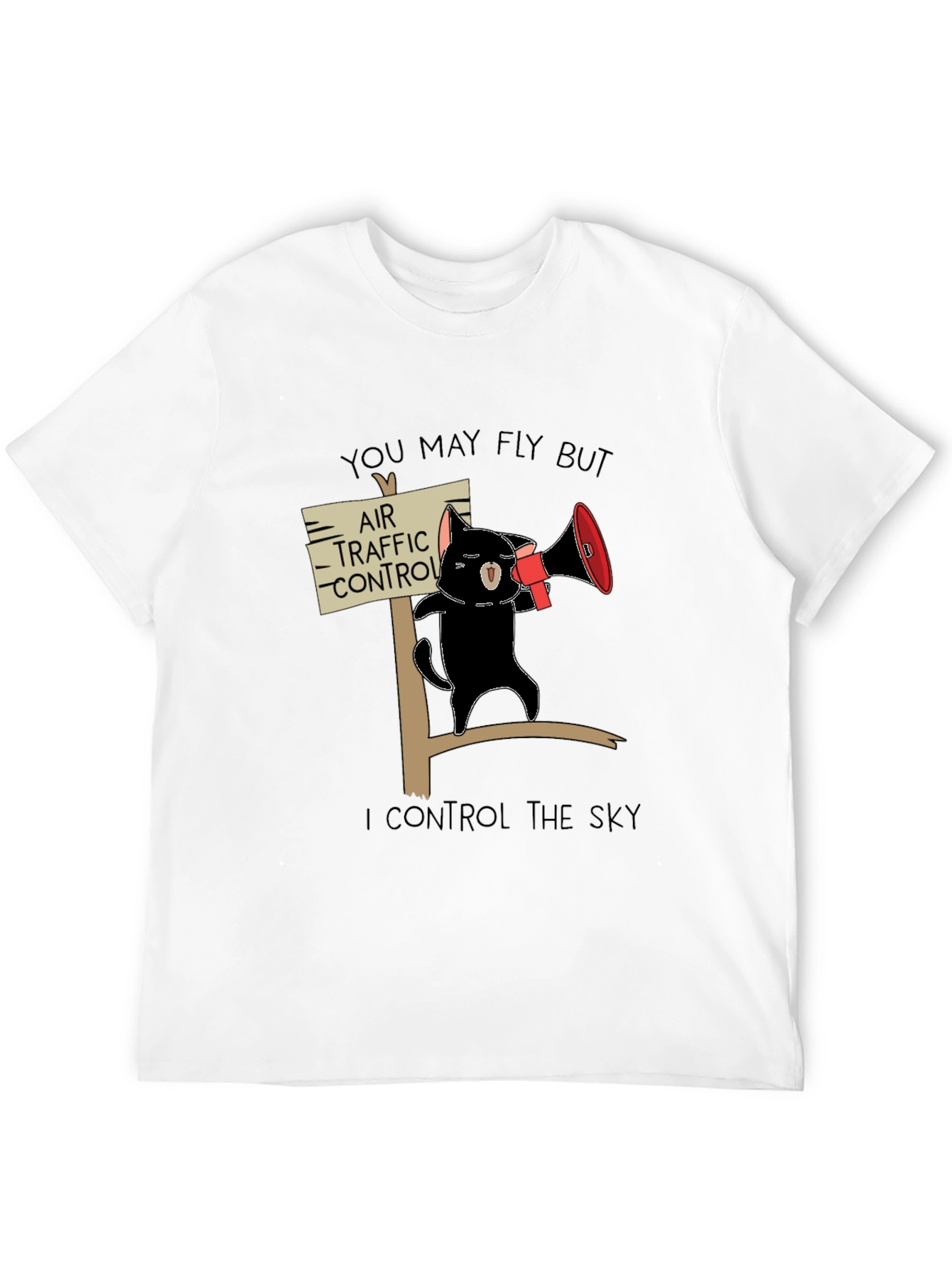 Black Air Traffic Control Cat T-Shirt - Funny Pilot Gift view 12