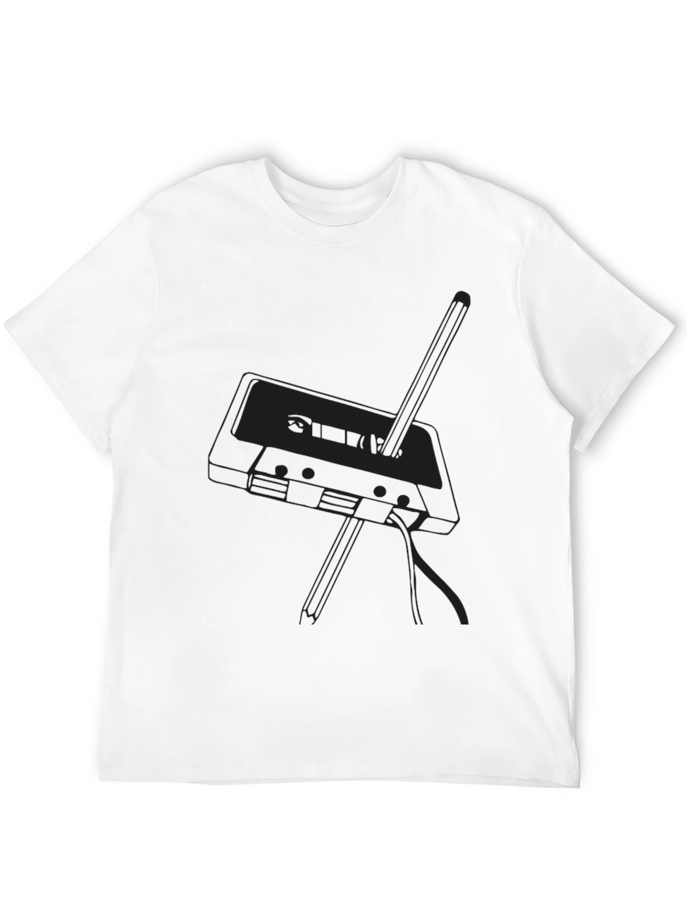 Black Retro Cassette Tape Graphic Tee - Black Cotton Blend view 12
