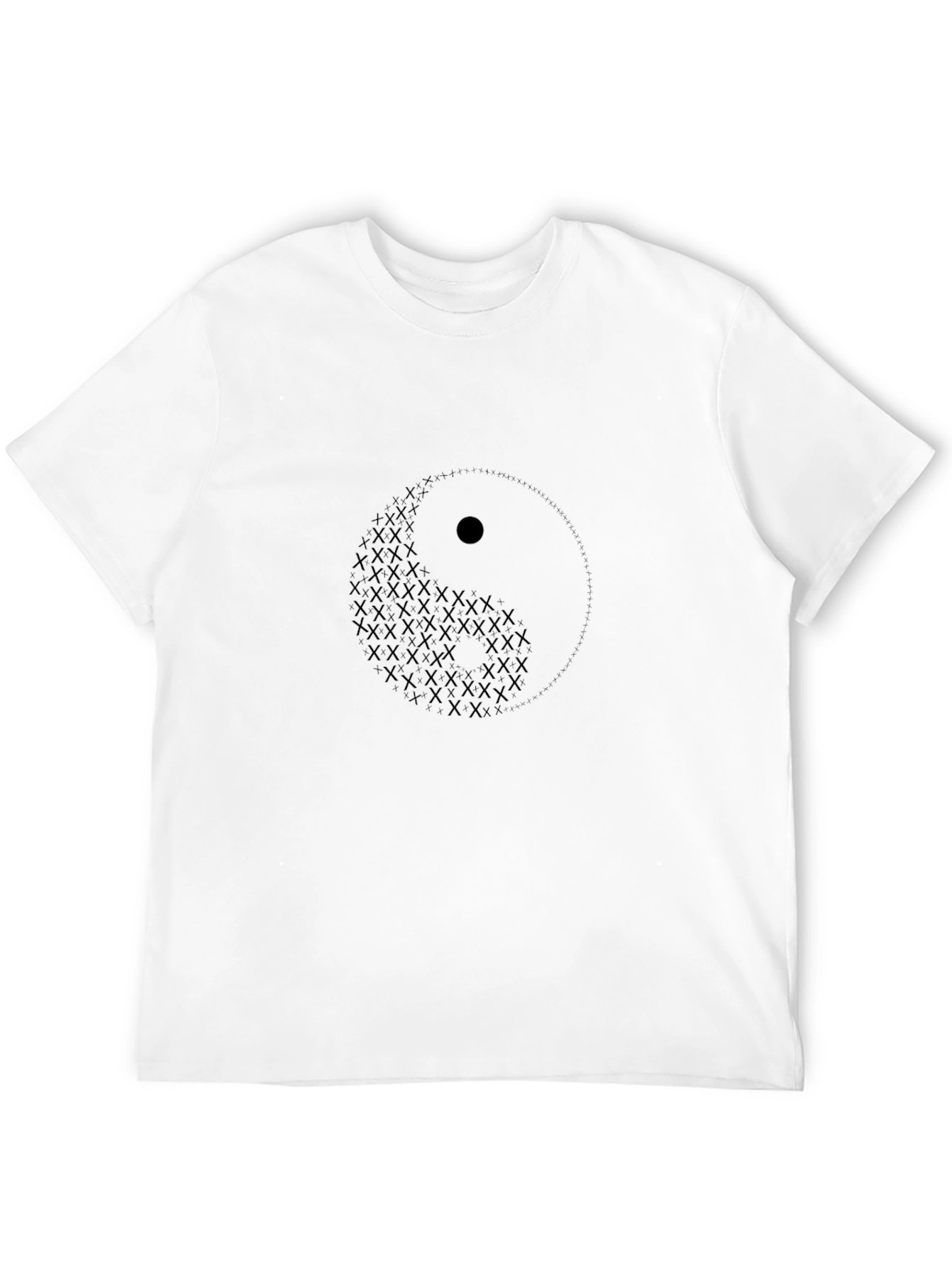 Black Yin Yang Symbol Graphic Print Black T-Shirt view 12