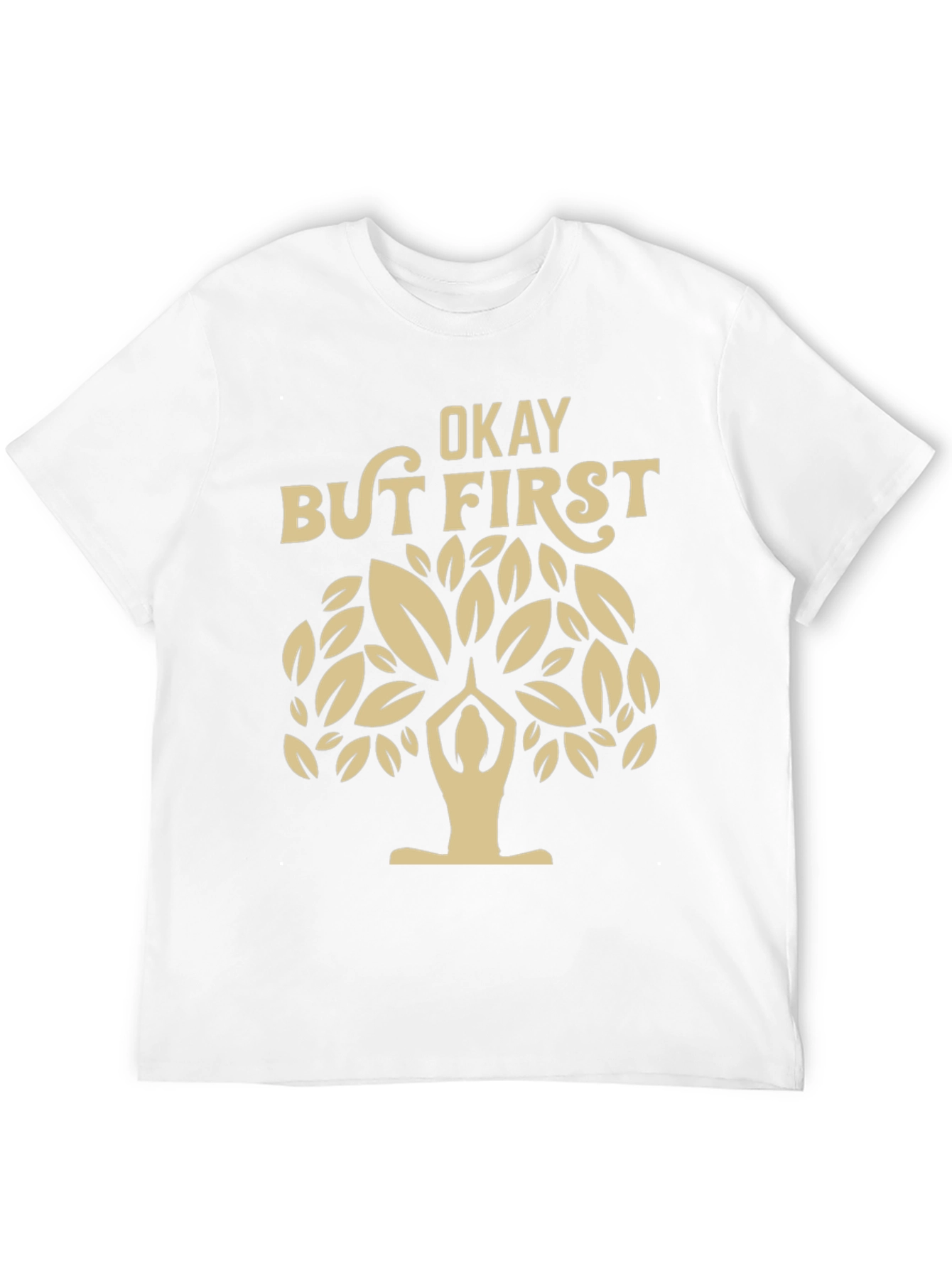 Black Yoga Tree Black T-Shirt: Okay But First Yoga view 12
