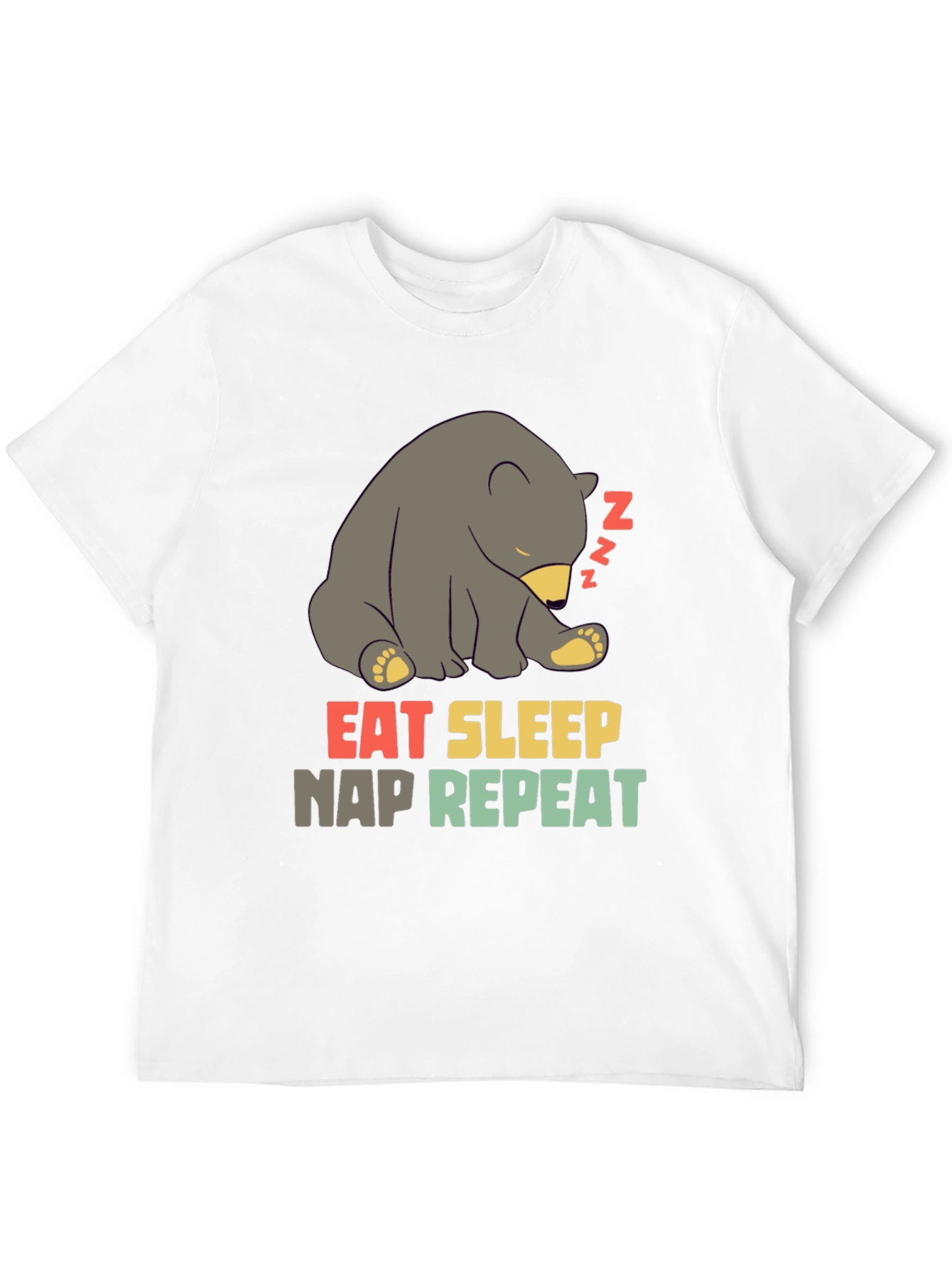 Black Eat Sleep Nap Repeat Bear T-Shirt view 12
