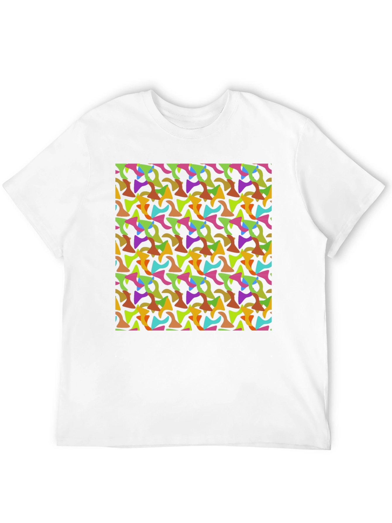 Black Abstract Pattern Men's Black T-Shirt view 12