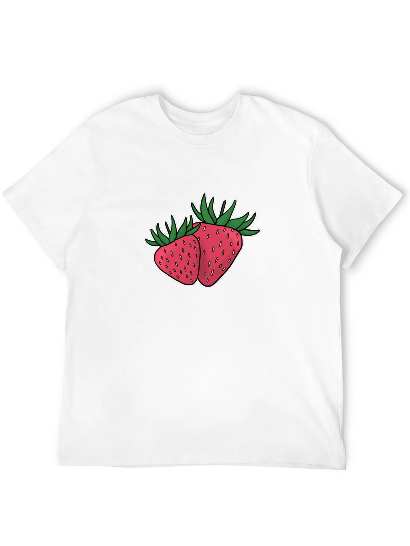 Black Strawberry Design Black T-Shirt view 12