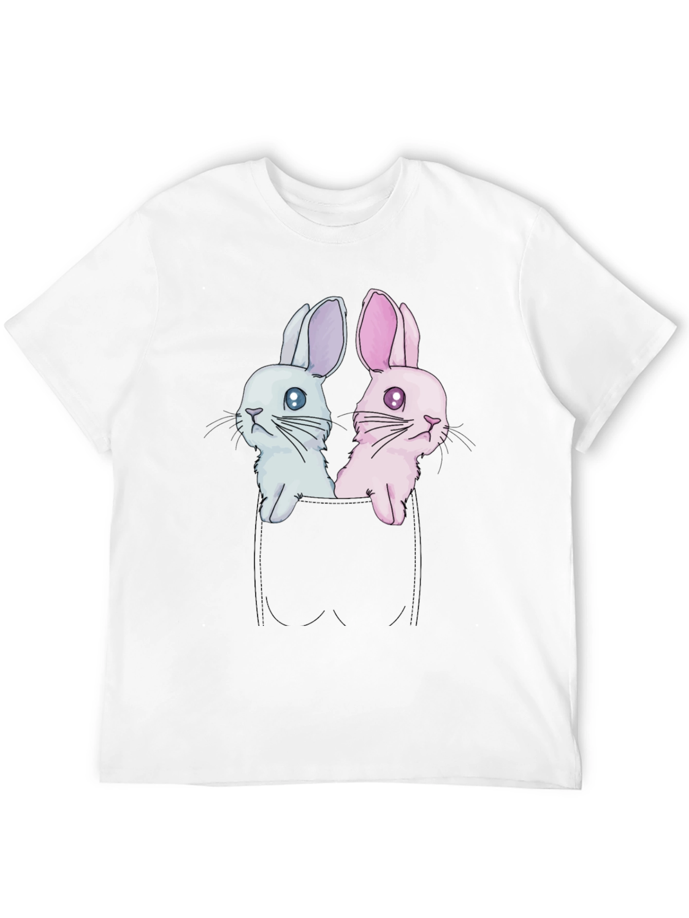 Black Cute Bunny Pocket Tee - Adorable Graphic T-Shirt view 12