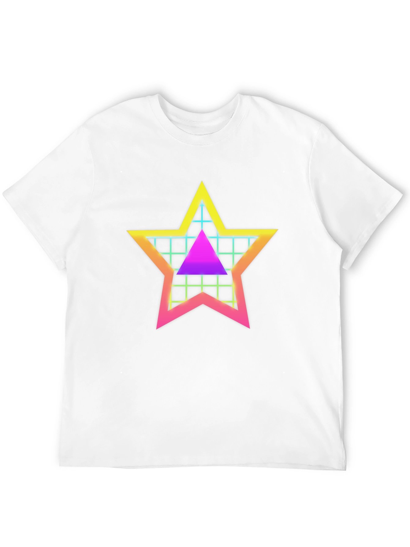 Black Retro Star Grid T-Shirt - 80s Style Graphic Tee view 12