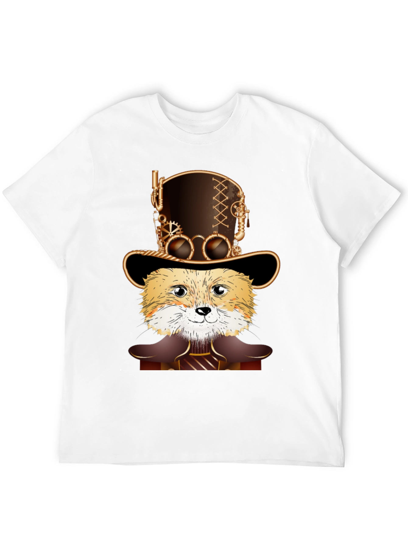 Black Steampunk Fox T-Shirt - Unique Design view 12