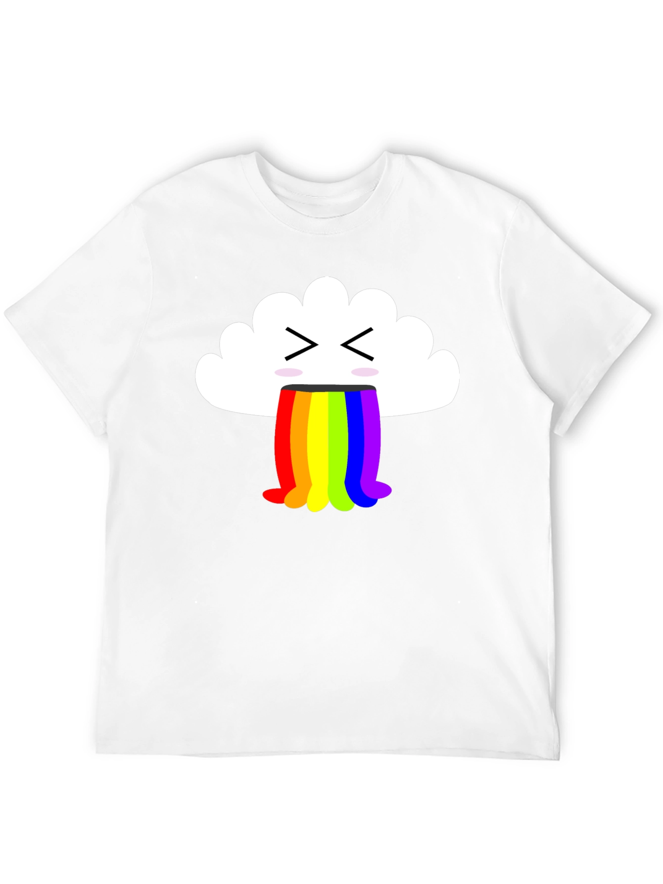 Black Funny Cloud Vomiting Rainbow T-Shirt - Black view 12