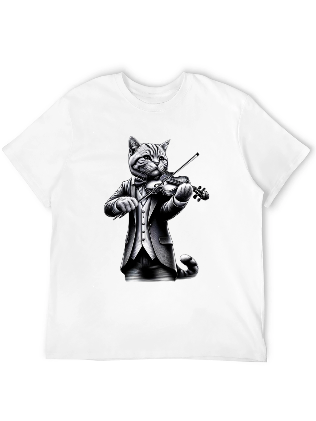 Black Cat Violinist T-Shirt - Unique Animal Graphic Tee view 12