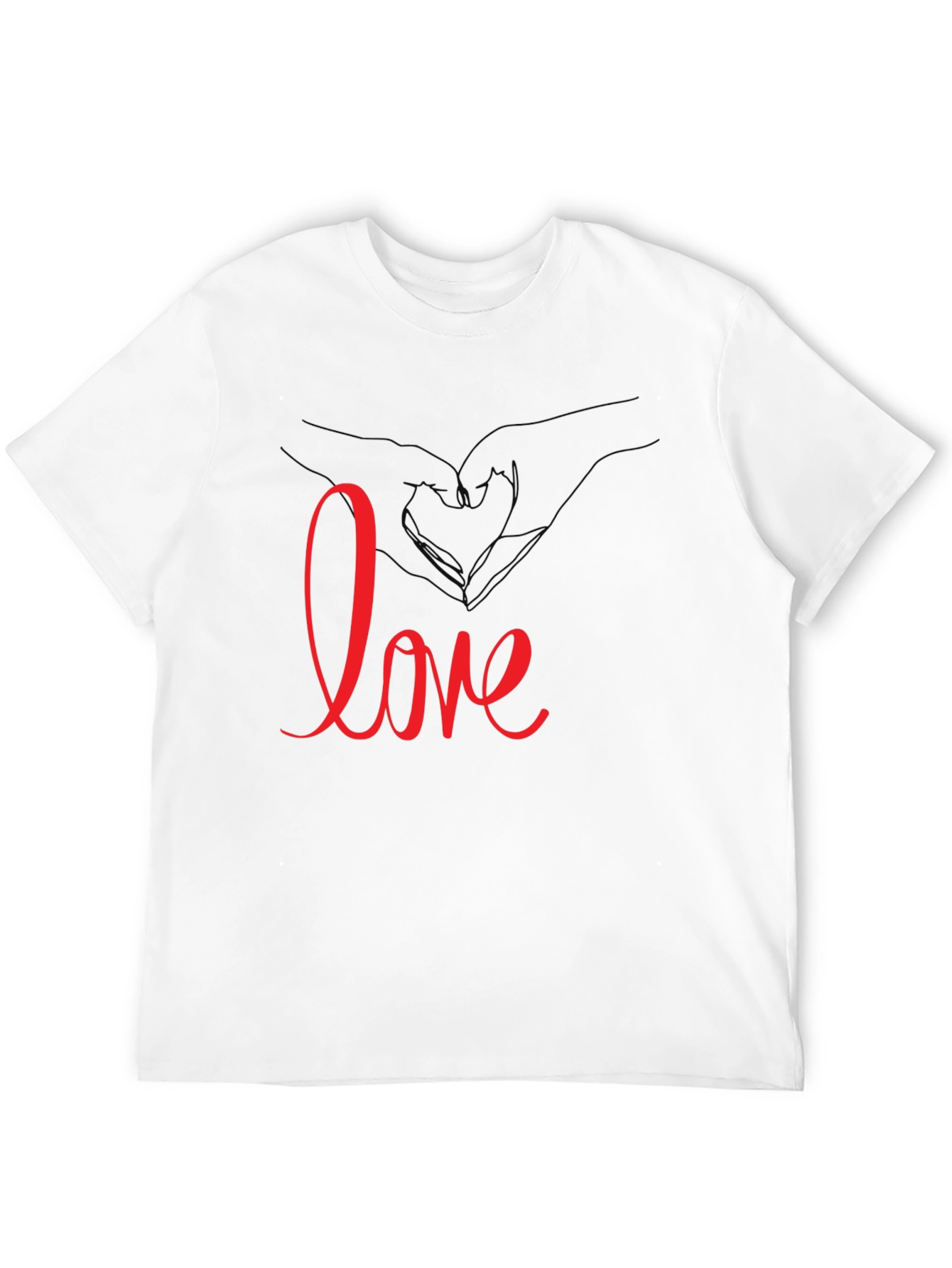 Black Love Heart Hands Graphic Tee - Black Casual T-Shirt view 12