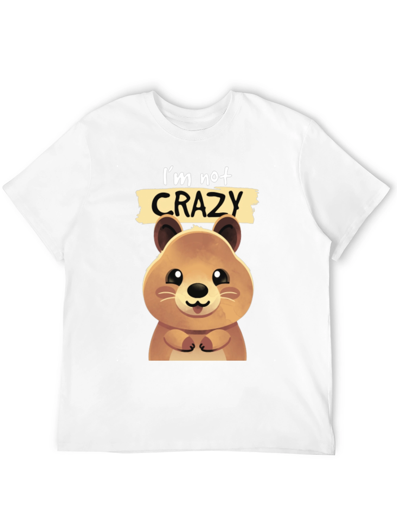 Black Cute Quokka 'I'm Not Crazy' Graphic T-Shirt view 12