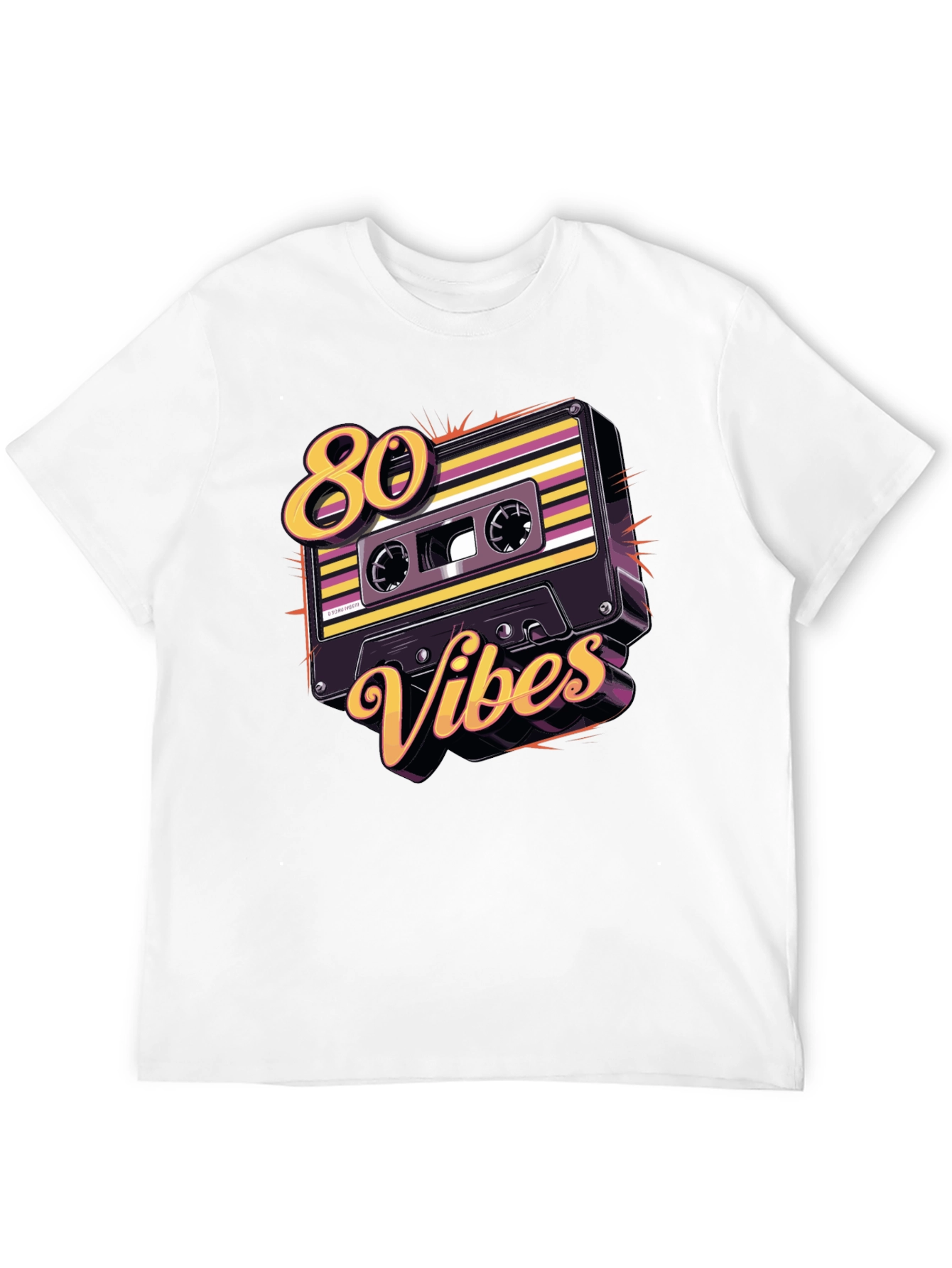 Black Retro 80s Vibes Cassette Tape Graphic Tee view 12