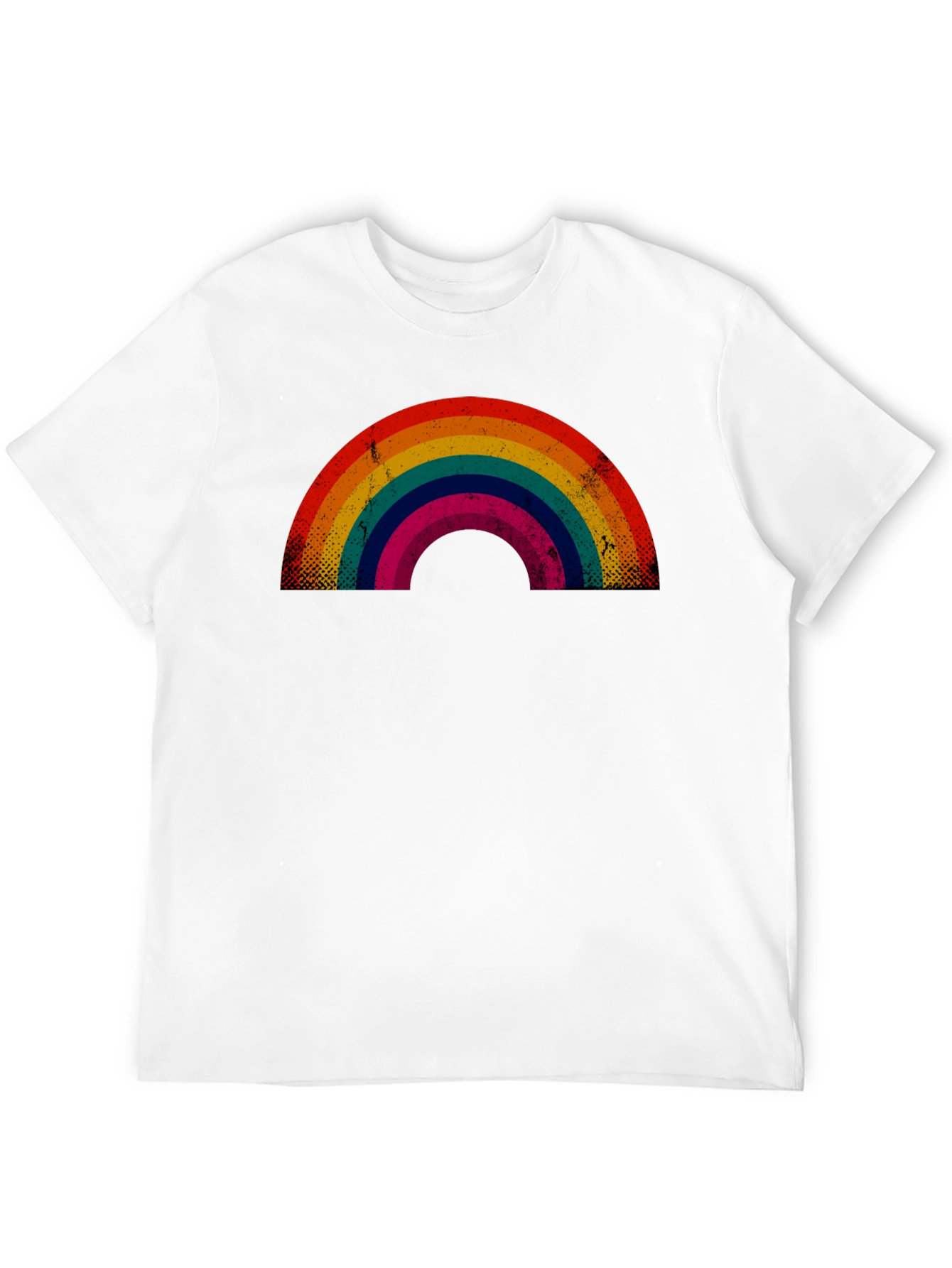 Black Retro Rainbow Graphic Tee - Black Cotton Blend view 12