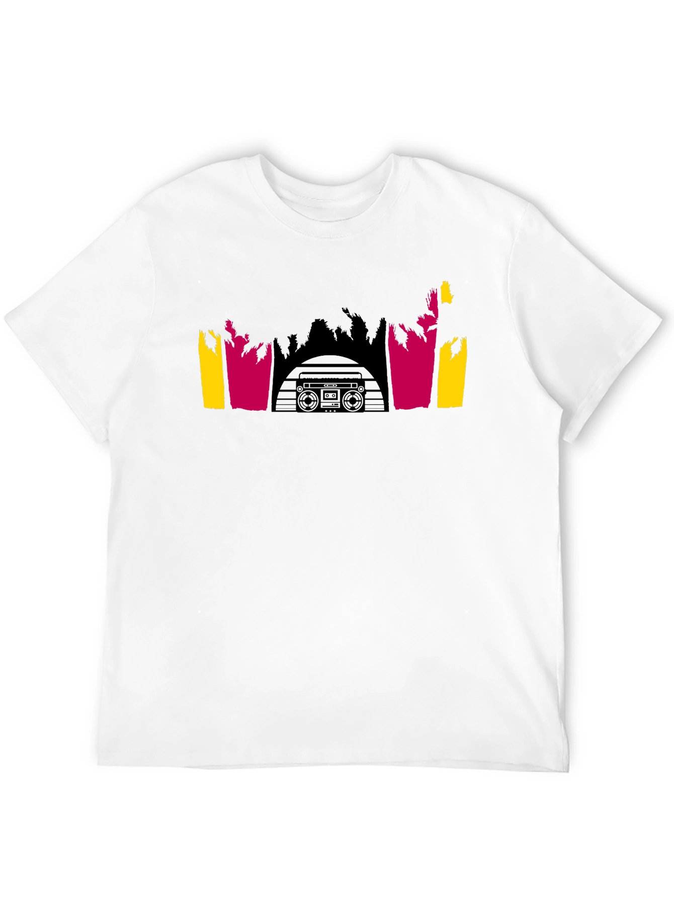 Black Retro Boombox Palm Tree Graphic Tee - Black Cotton view 12