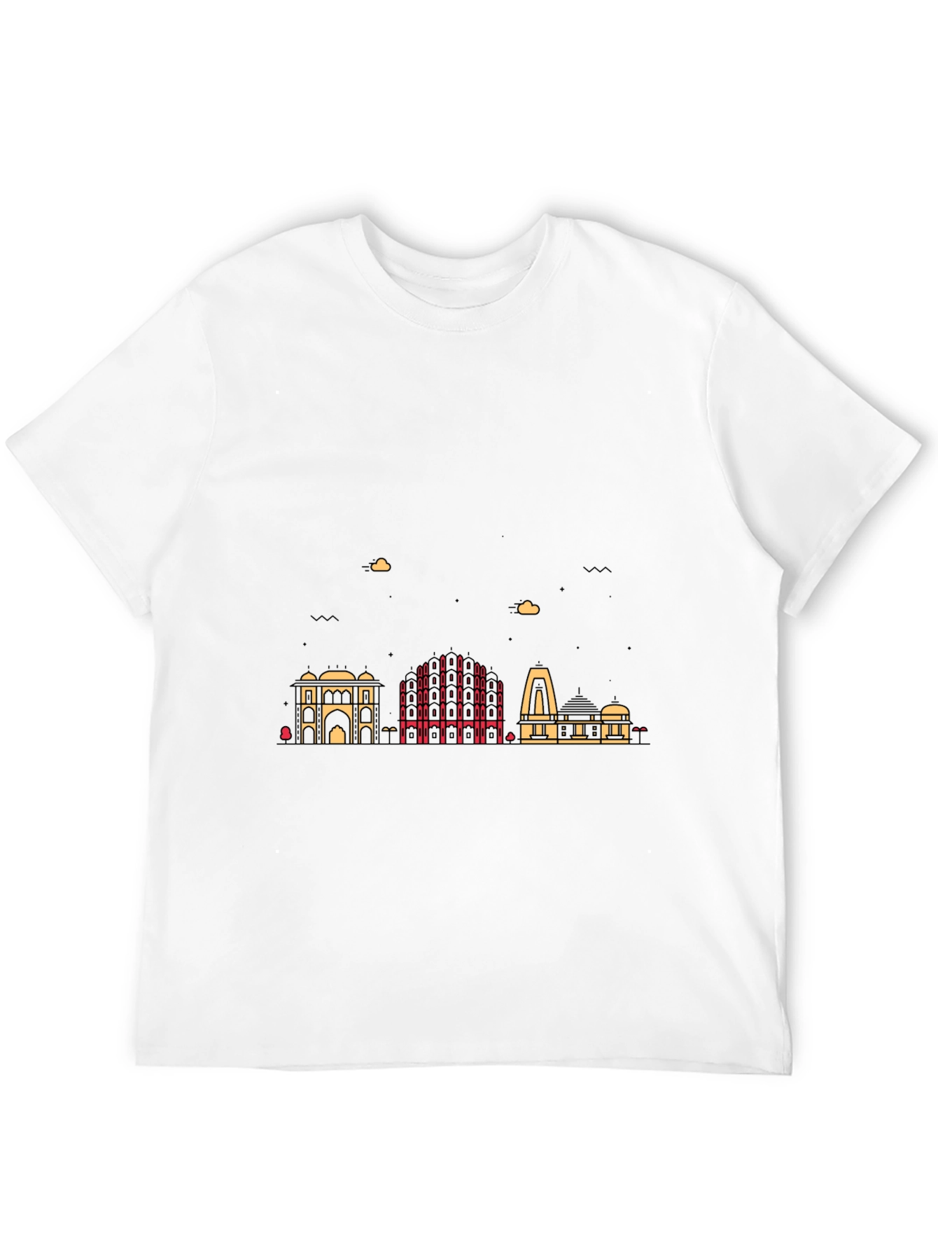 Black Cityscape Graphic Print Men's Black T-Shirt view 12