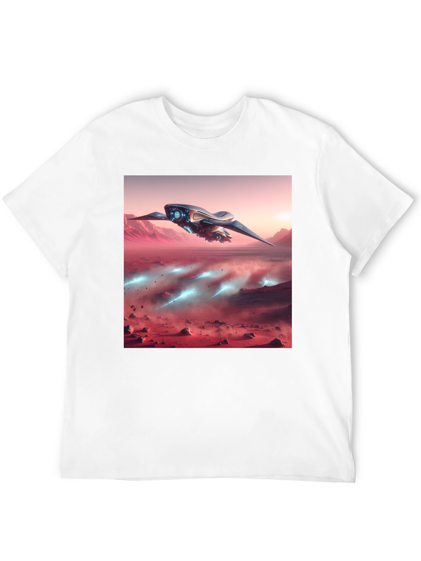 Black Sci-Fi Spaceship Graphic Tee - Black view 12