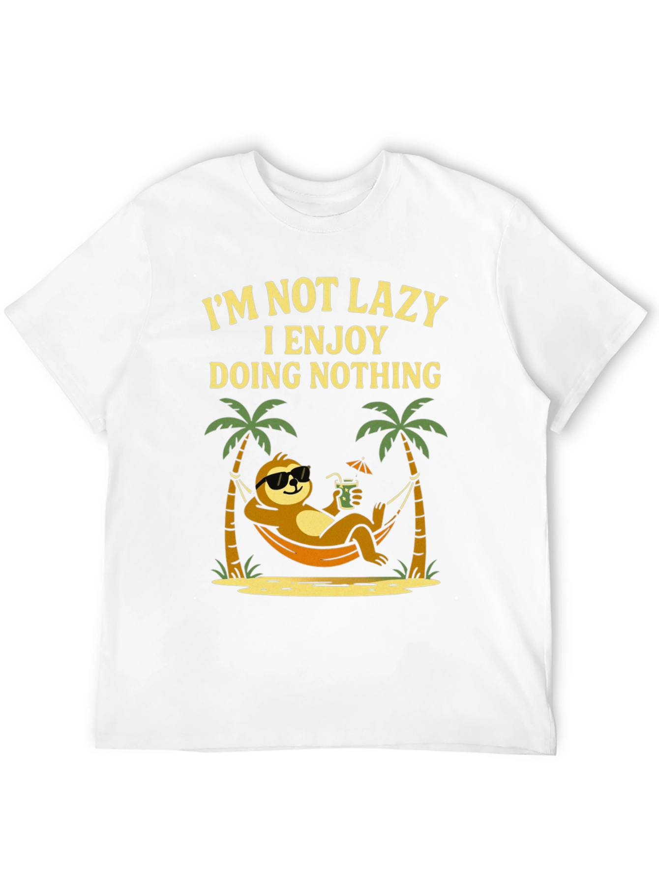 Black Lazy Sloth Beach T-Shirt - Enjoy Doing Nothing view 12