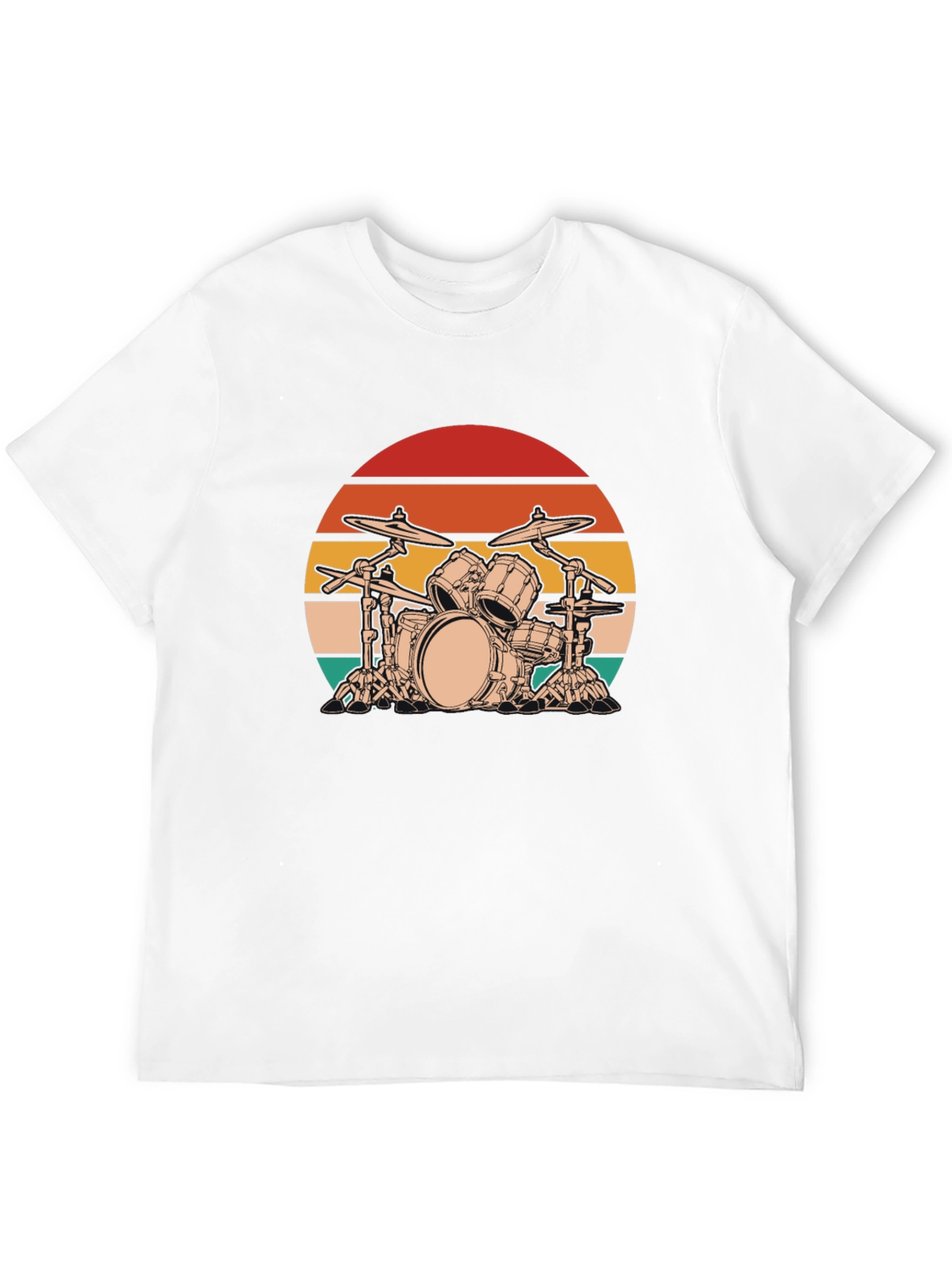 Black Retro Drum Set Graphic Tee - Black Cotton Blend view 12