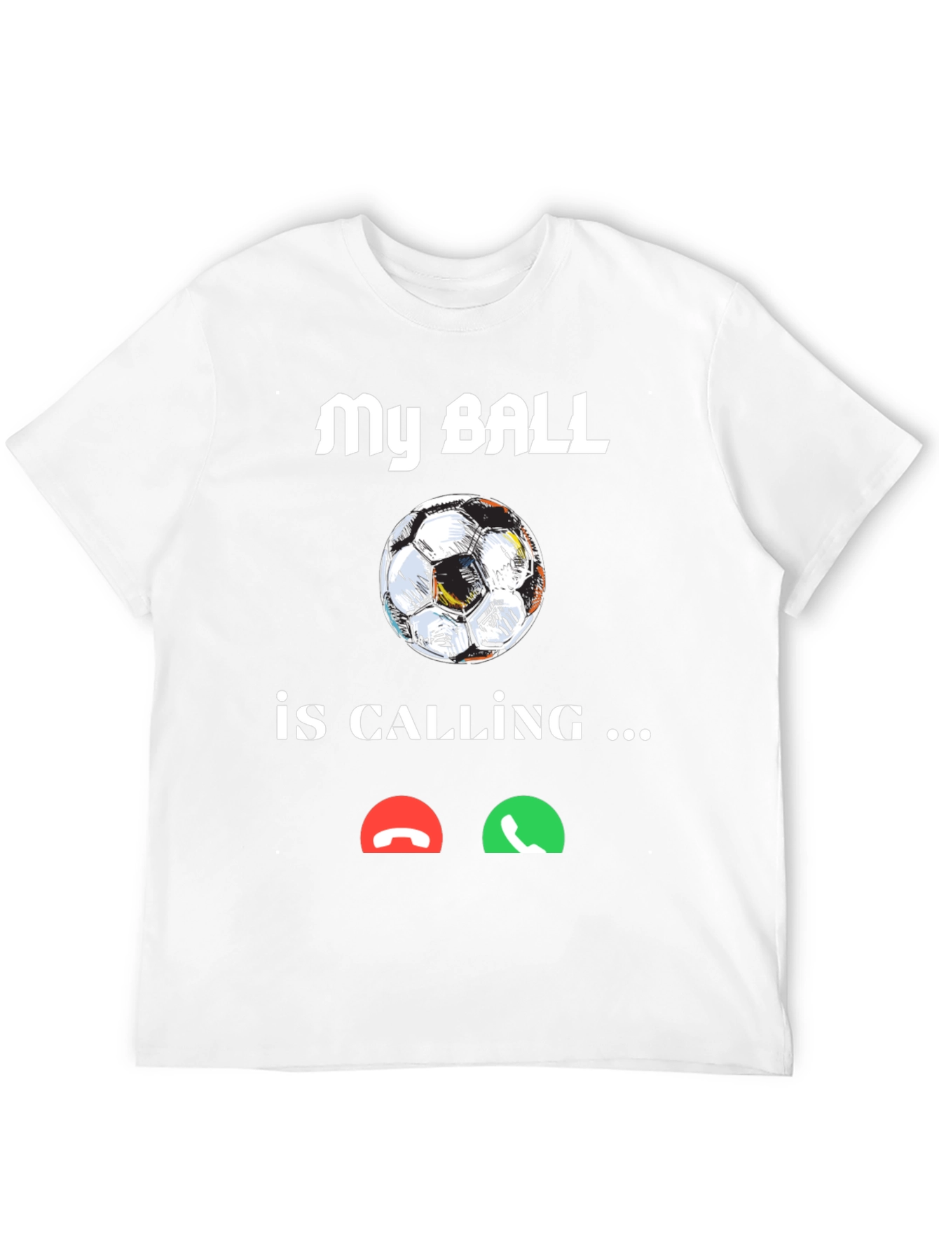 Black Funny Soccer Ball Calling T-Shirt view 12