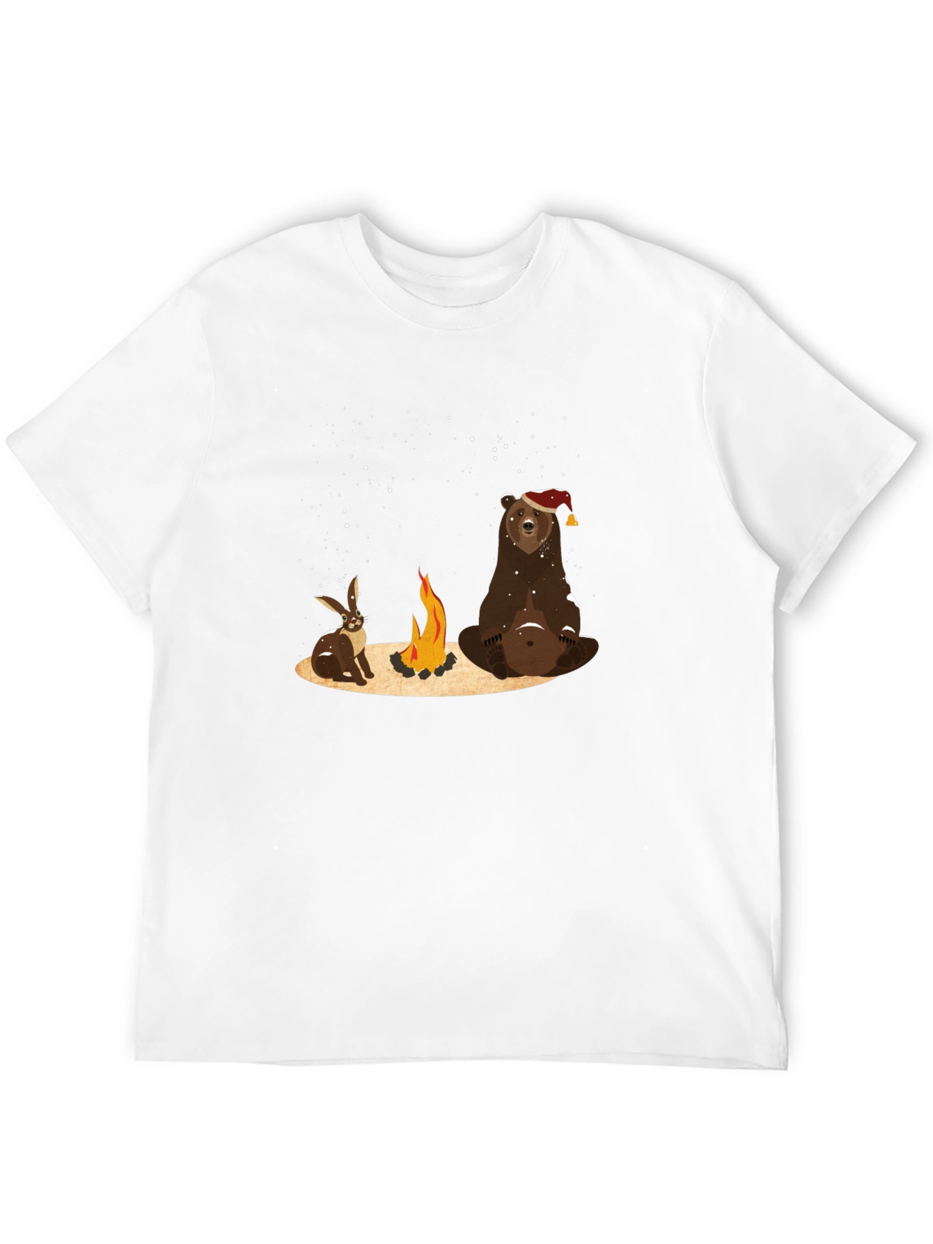 Black Bear and Bunny Campfire T-Shirt - Cozy and Cute view 12