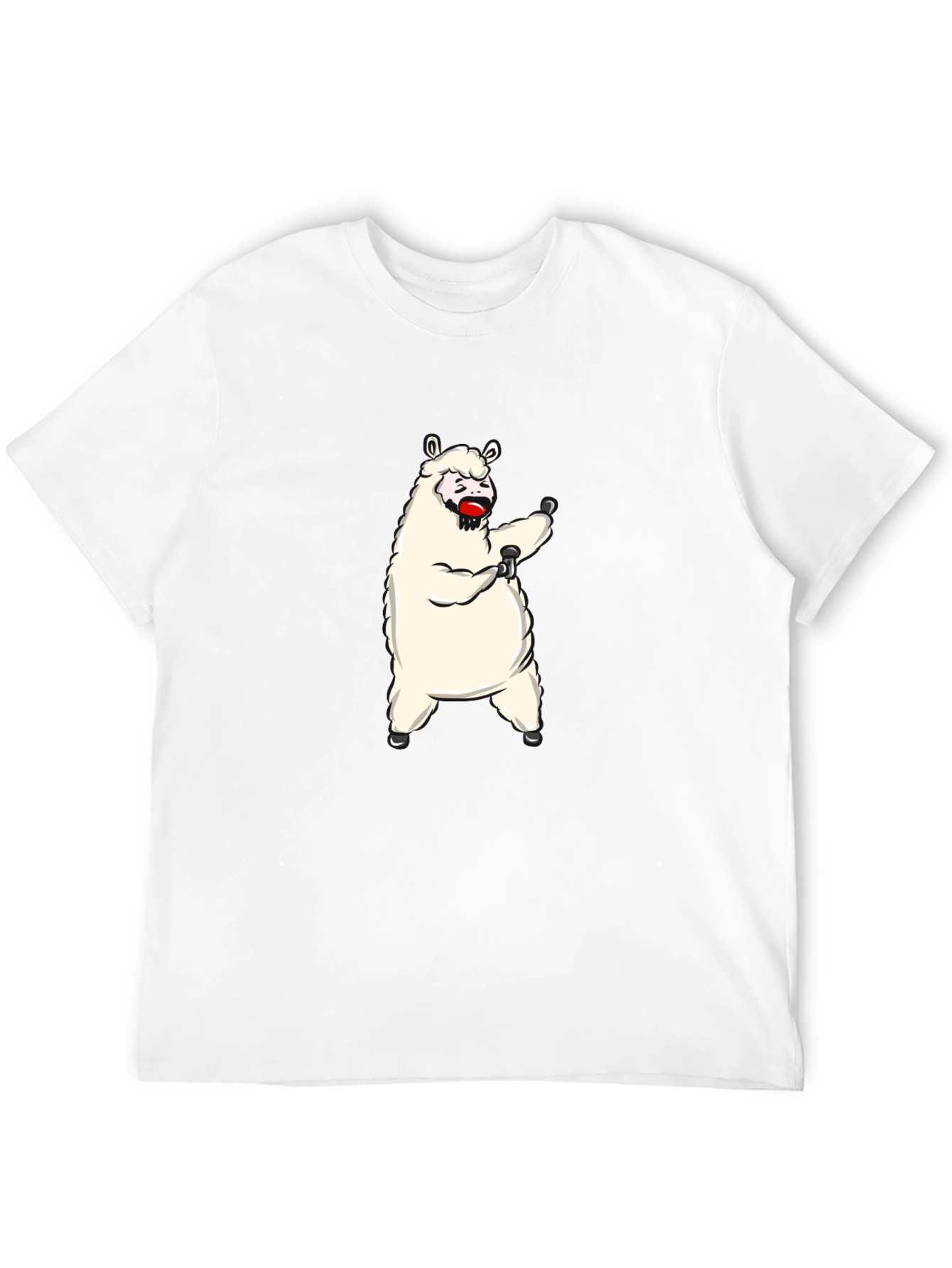 Black Funny Llama Graphic Tee - Black Cotton T-Shirt view 12