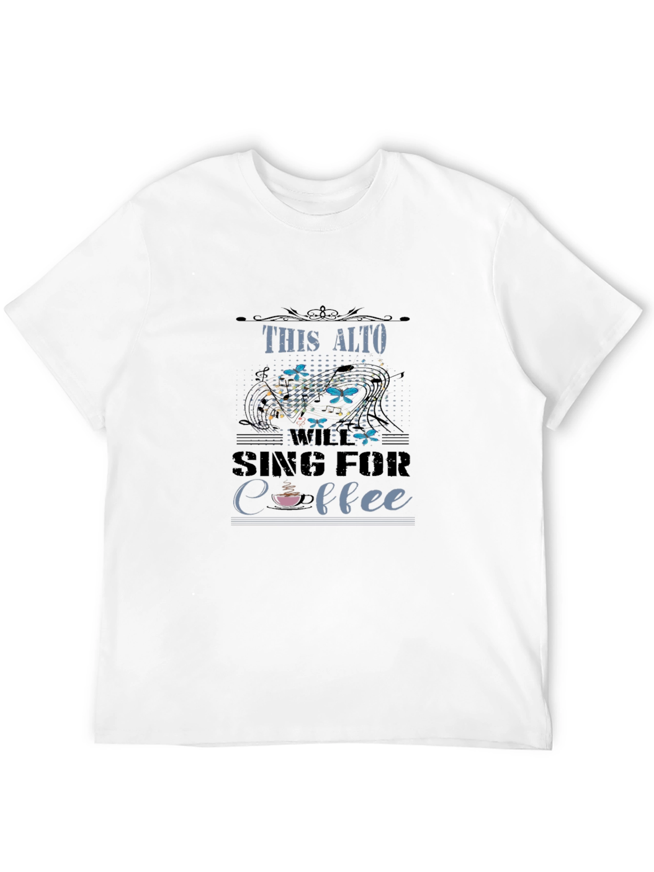 Black This Alto Will Sing for Coffee Graphic T-Shirt view 12