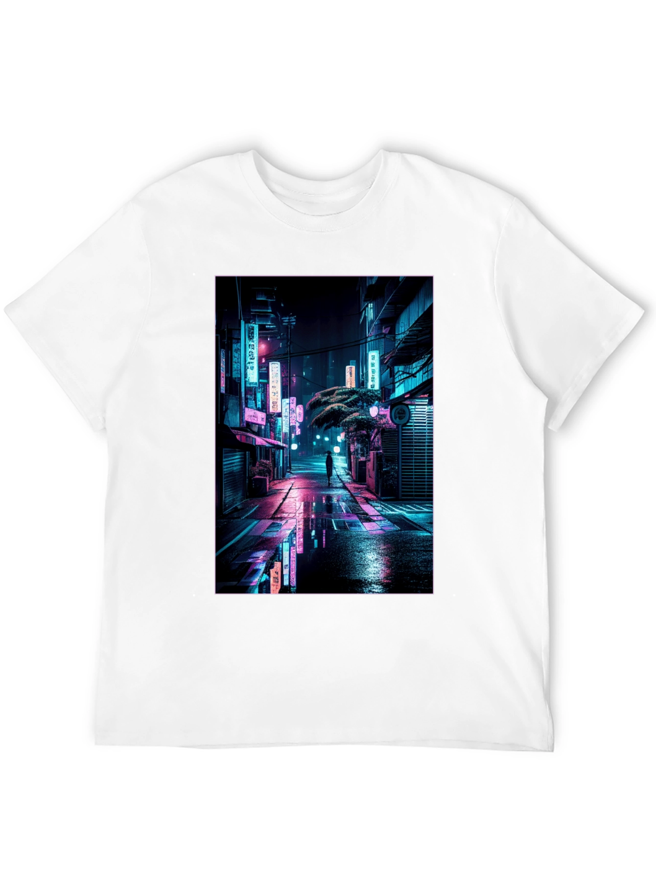 Black Neon Cityscape Graphic Tee view 12