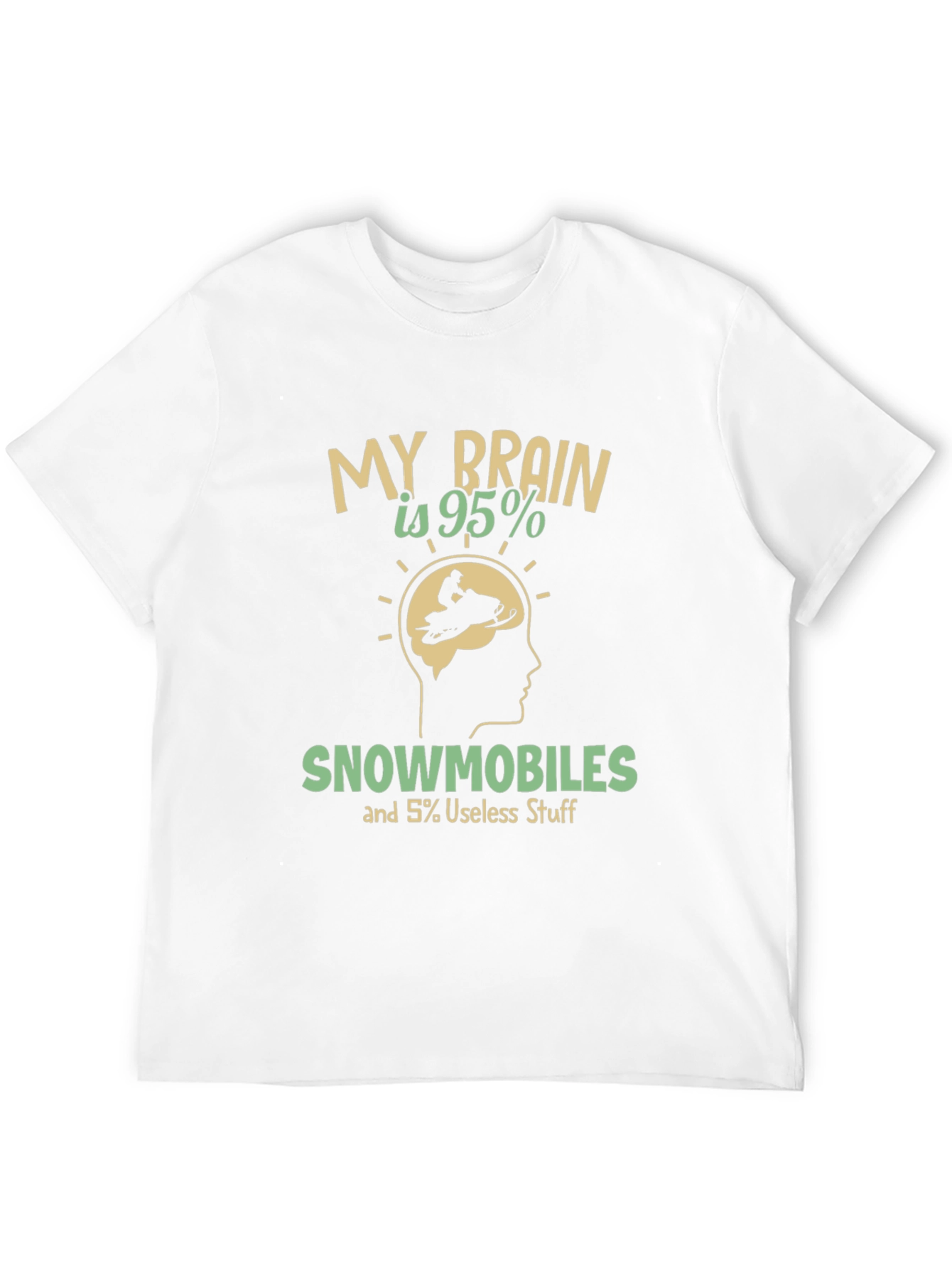 Black Funny Snowmobile T-Shirt - Brain is 95% Snowmobiles view 12