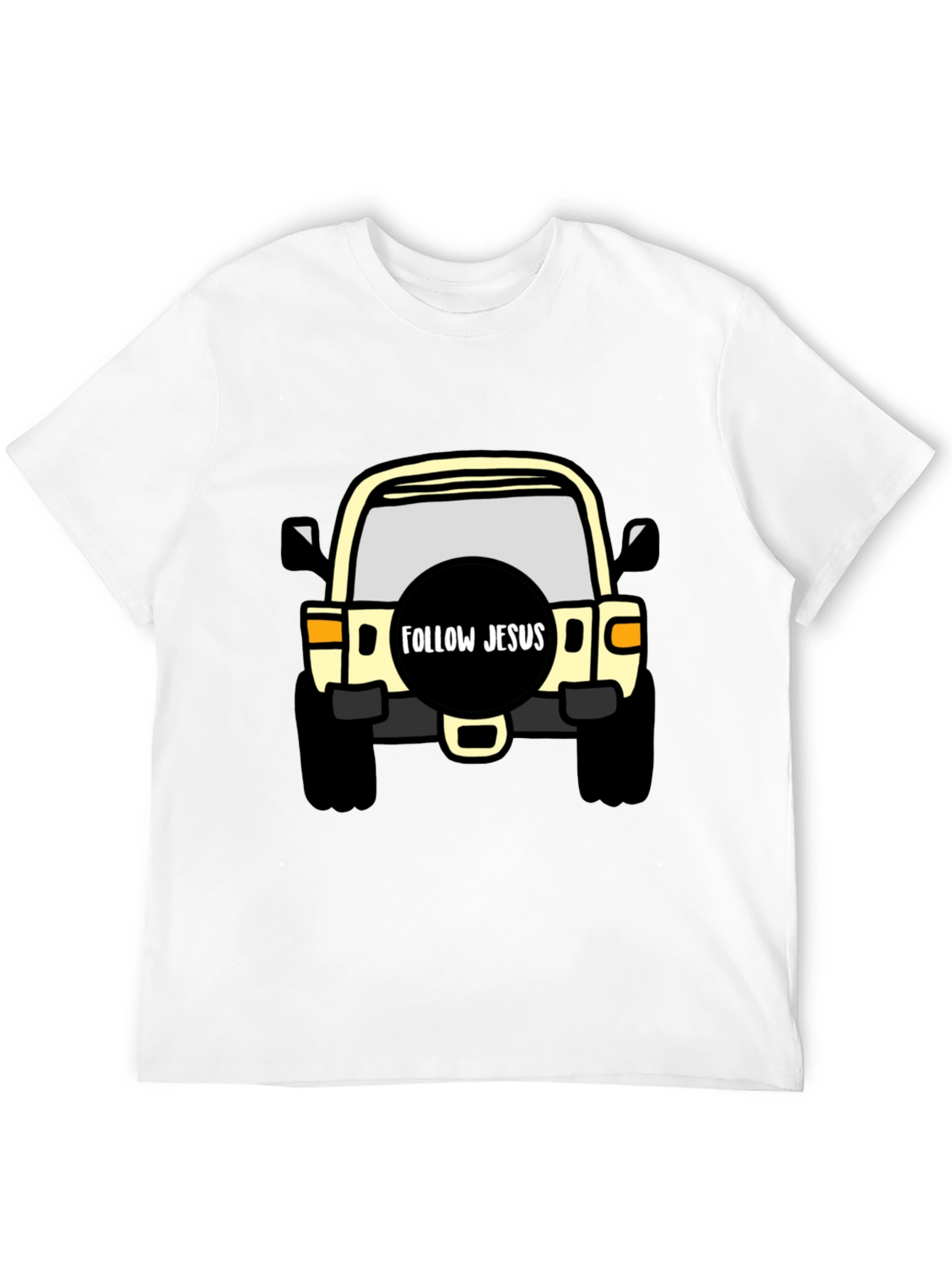 Black Follow Jesus Jeep T-Shirt - Black Cotton Tee view 12