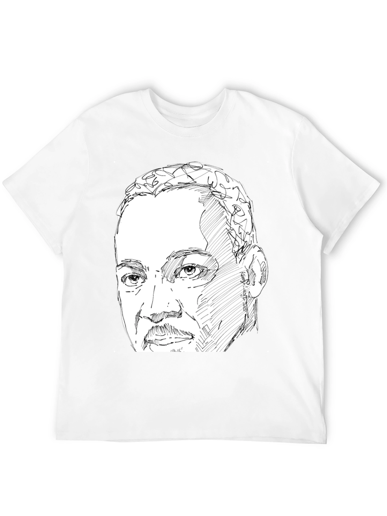 Black Sketch Portrait Graphic Tee view 12