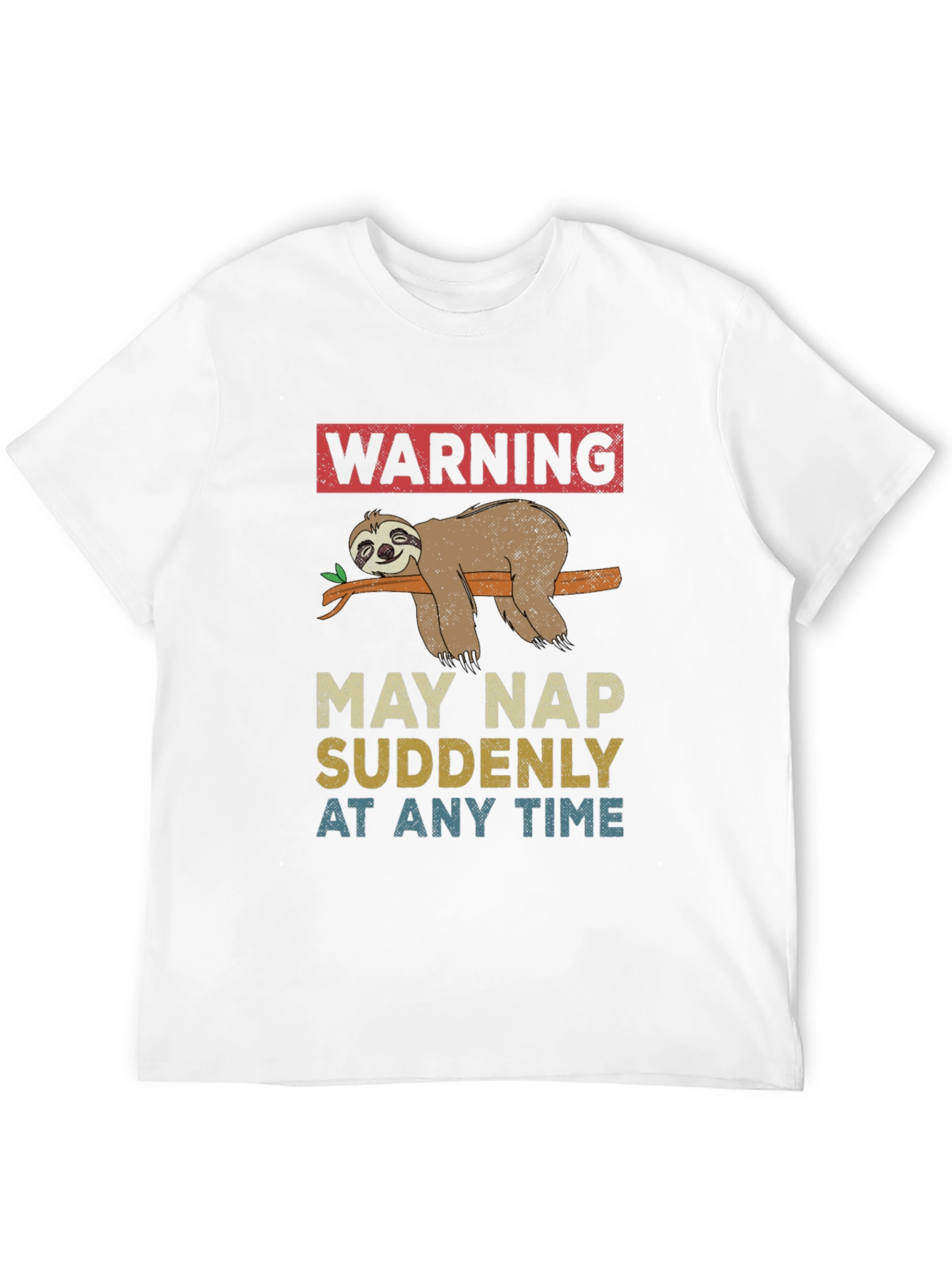 Black Warning May Nap Suddenly Sloth Graphic Tee view 12