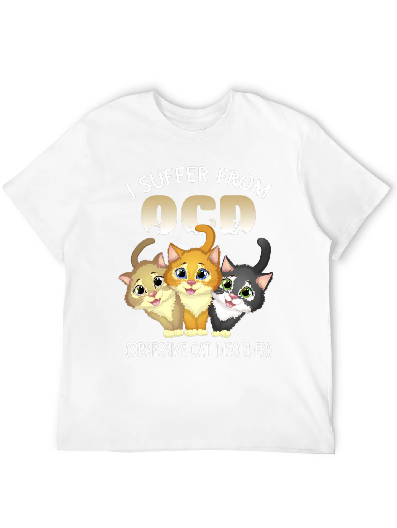 Black OCD Obsessive Cat Disorder Graphic T-Shirt view 12