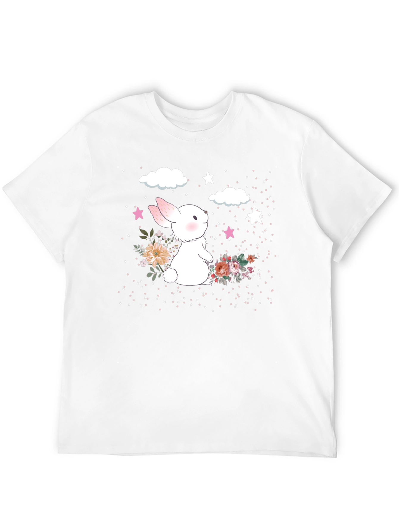 Black Cute Bunny Floral Graphic T-Shirt view 12