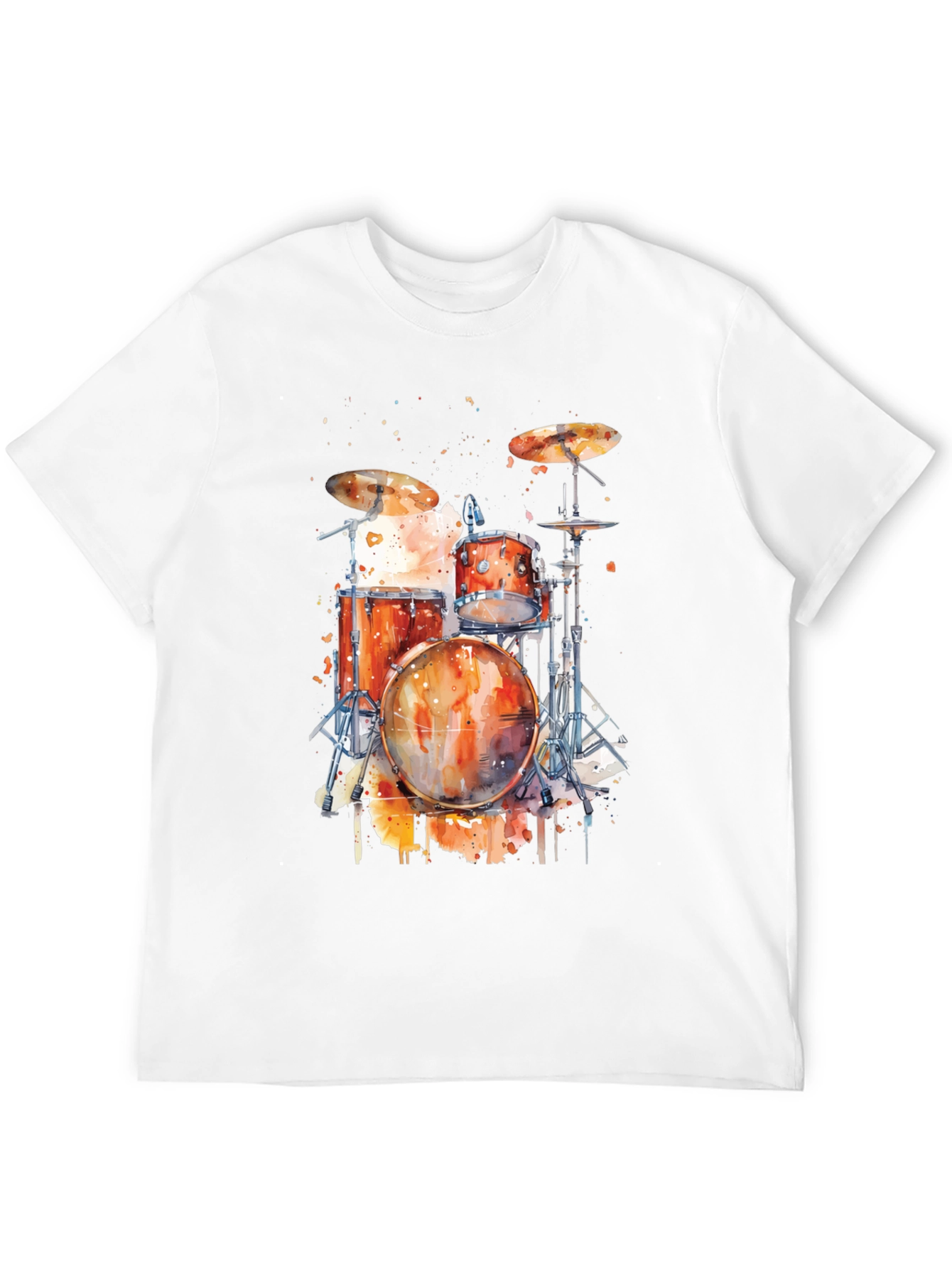 Black Drum Set Watercolor Graphic Tee view 12