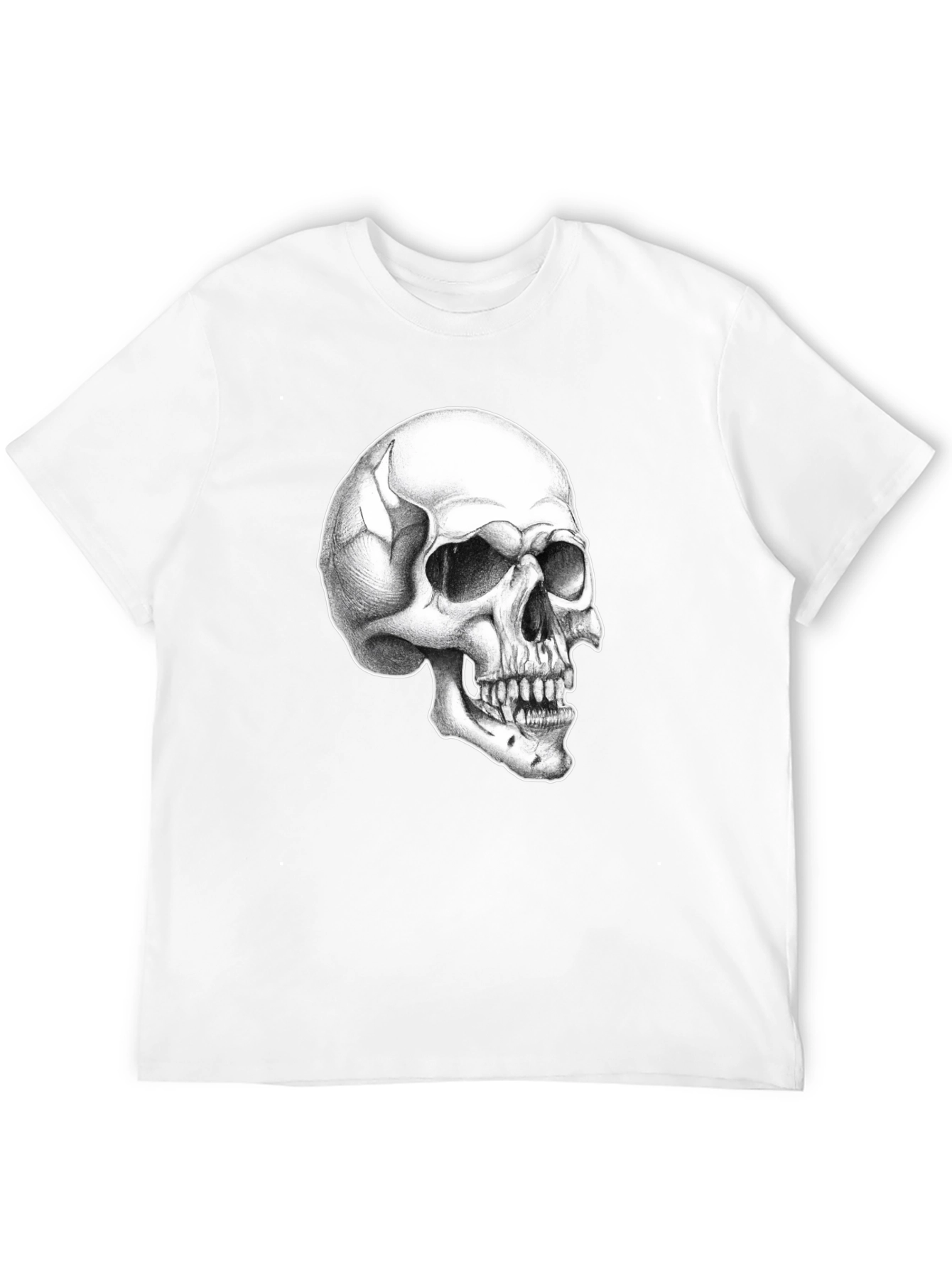Black Skull Graphic Tee - Classic Black Cotton T-Shirt view 12